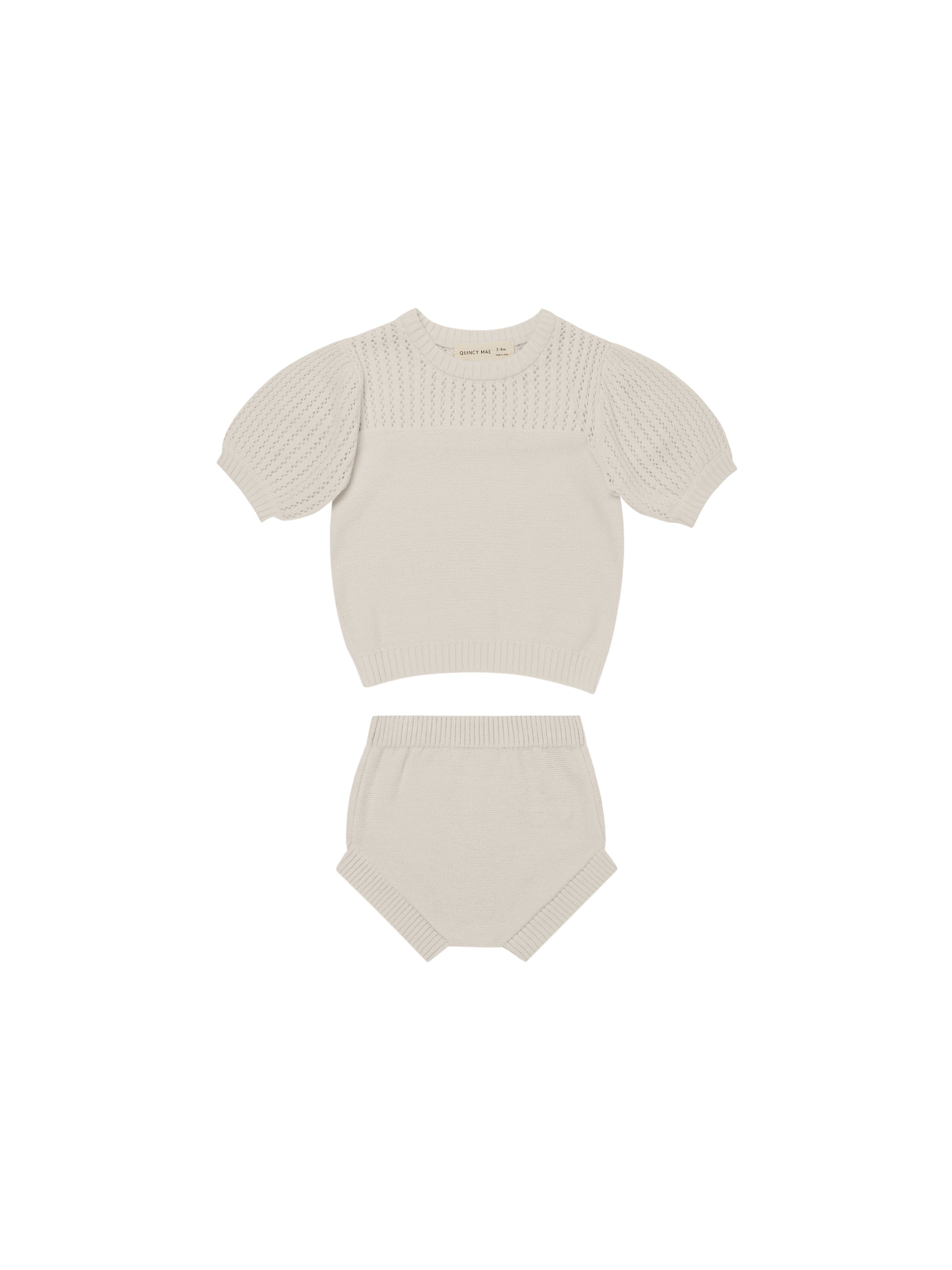 Quincy Mae Pointelle Knit Set - Natural