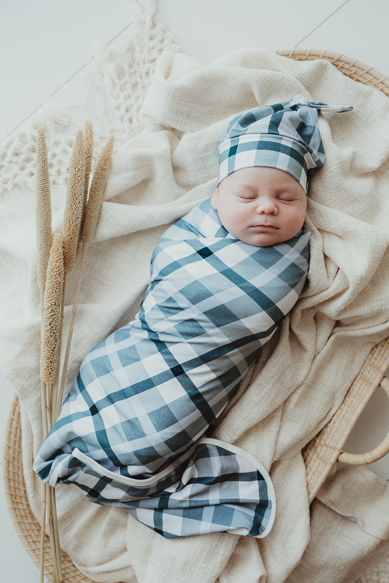 Snuggly Jacks Cyprus Plaid Stretch Wrap And Beanie