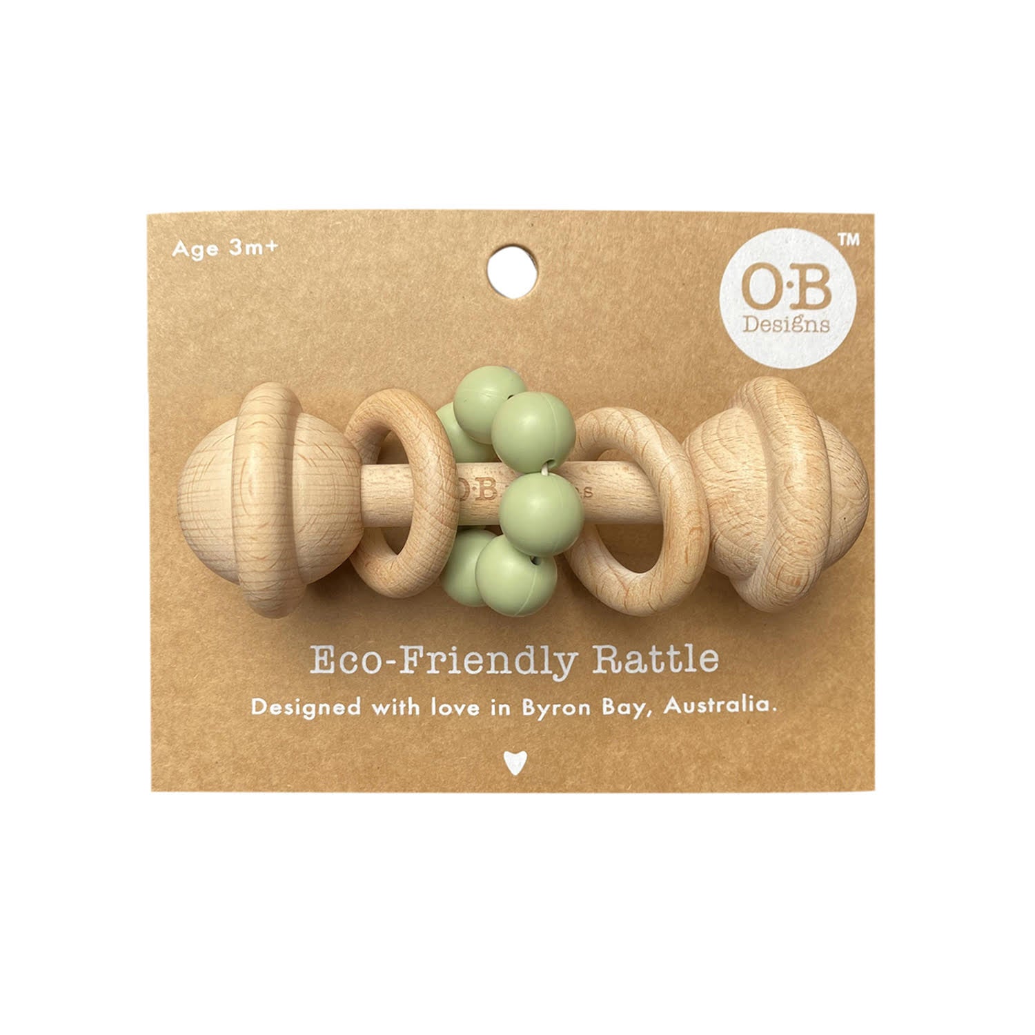 Ob Designs Eco Friendly Beechwood And Silicone Rattle