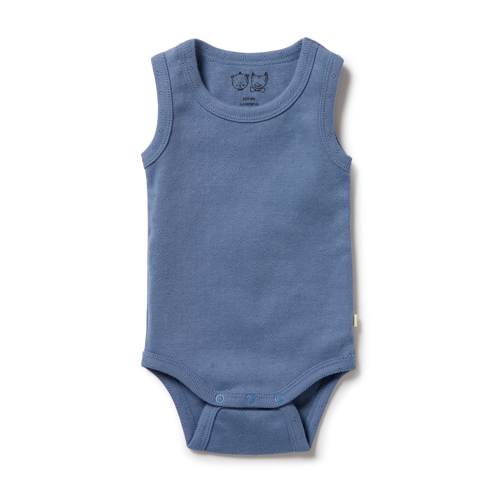 W&f Organic Pointelle Singlet Bodysuit Raindrop 00000 - Last One