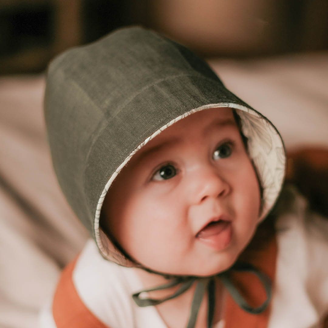Bedhead Heritage Reversible Sun Bonnet Leaf/moss