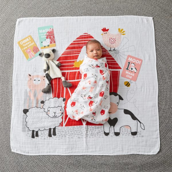 Farm Animals Milestone Muslin Set