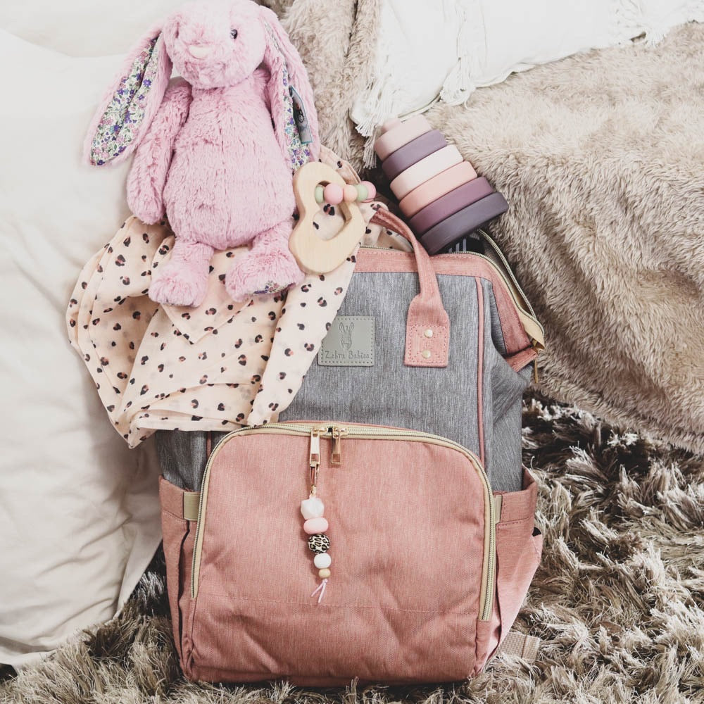 Backpack Nappy Bag Dusty Pink & Grey