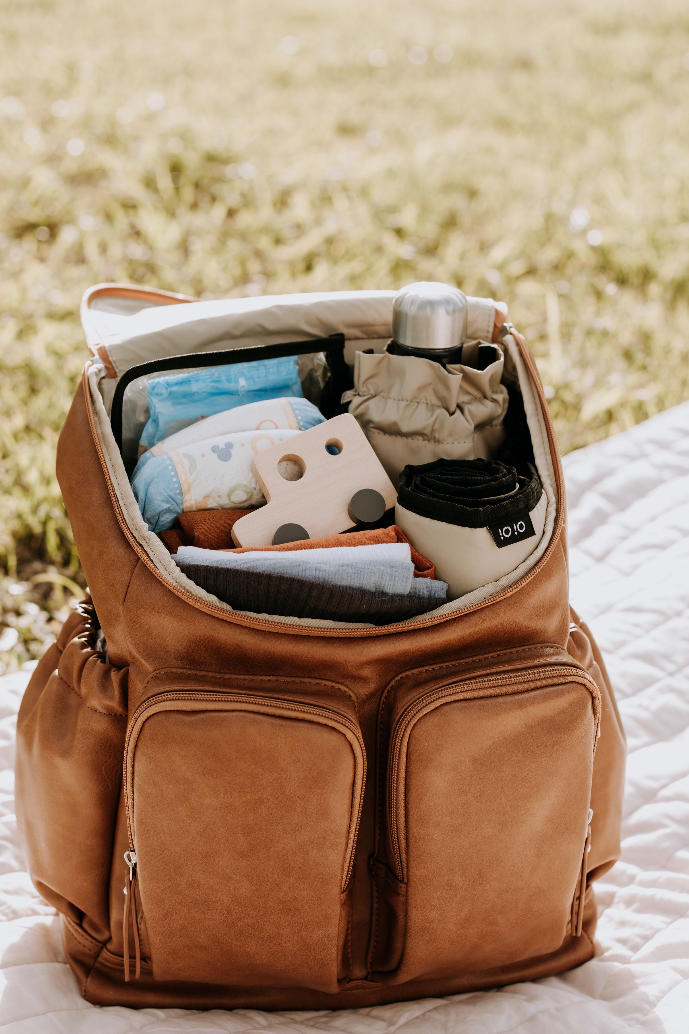 Oioi Vegan Leather Nappy Backpack Tan