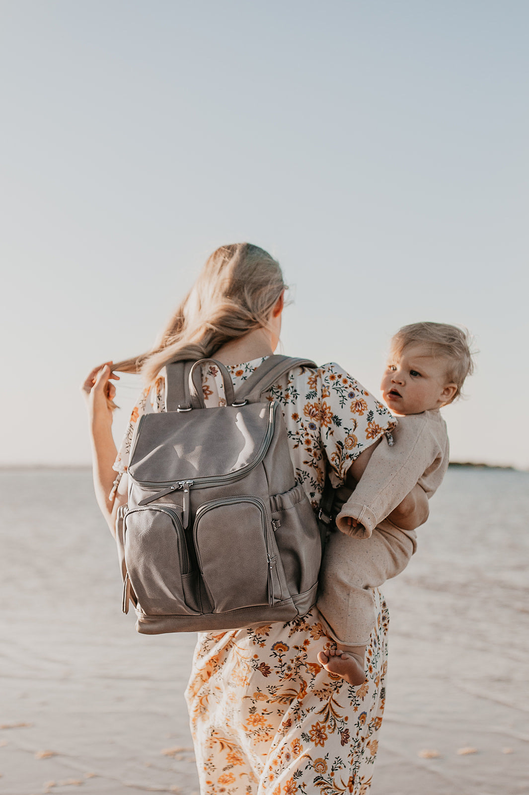 OiOi Vegan Leather Nappy Backpack Taupe