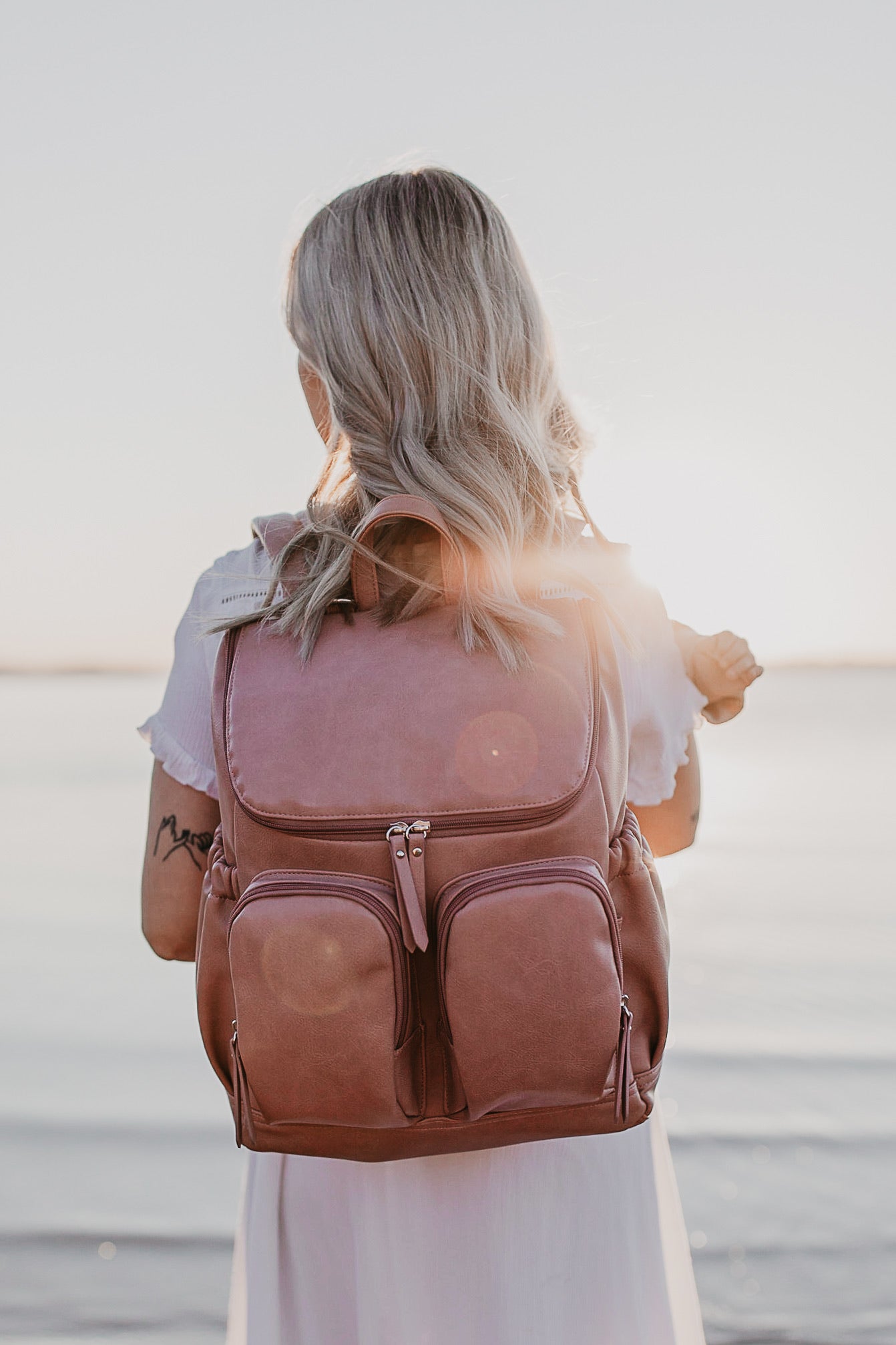 OiOi Vegan Leather Nappy Backpack Dusty Pink