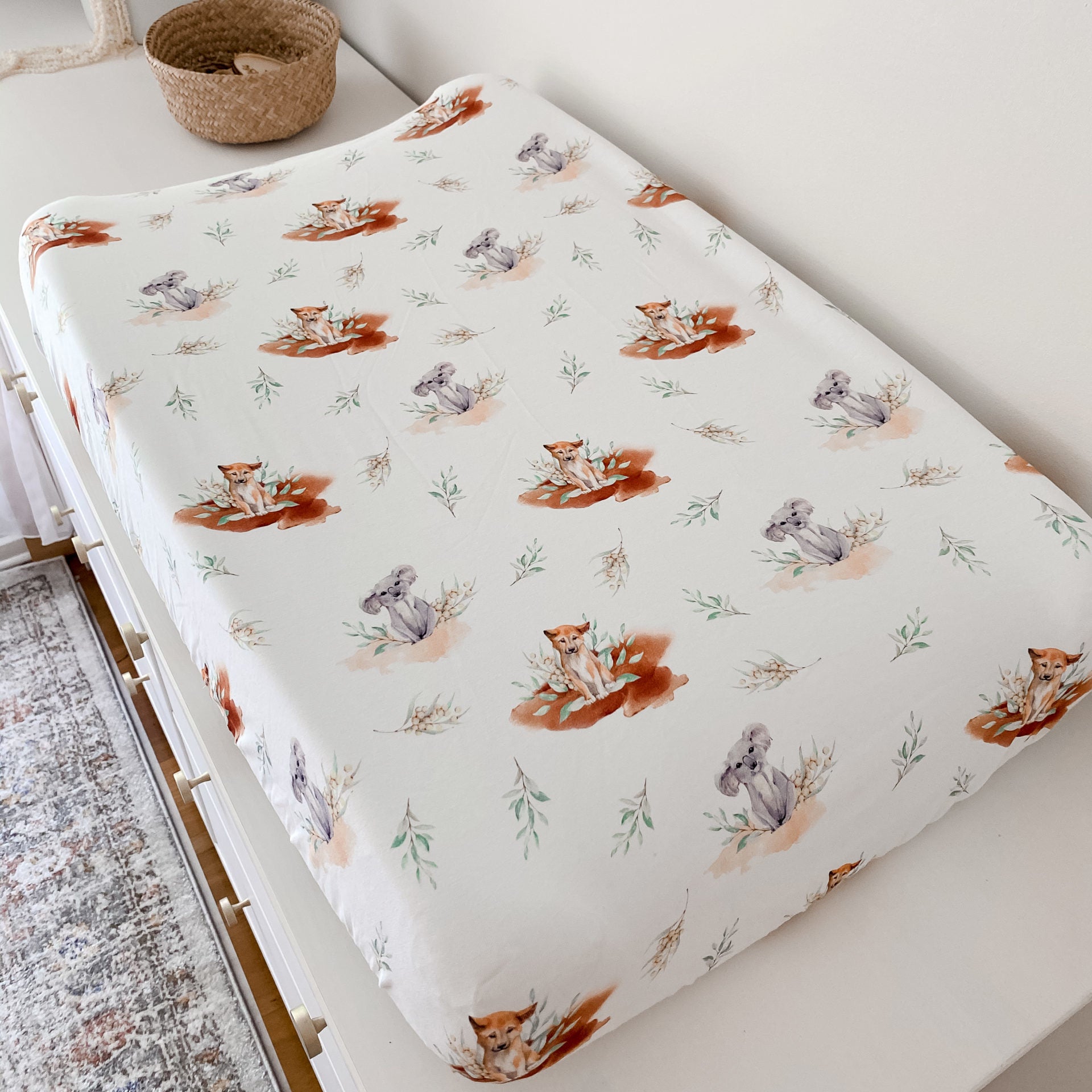 Snuggly Jacks Fitted Bassinet Sheet/ Change Mat Cover