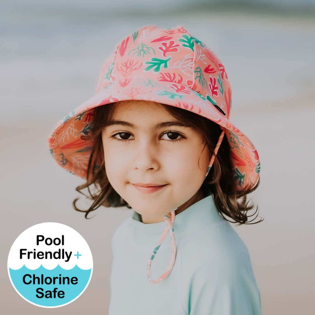Bedhead Bucket Swim Hat - Coral With Ponytail Hole