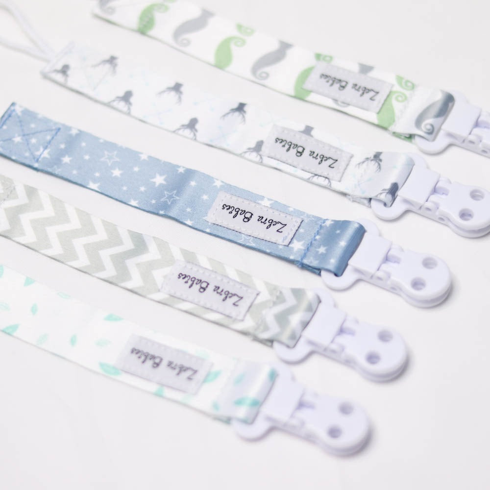 Zebra Babies Dummy Clips Flexi Ribbon
