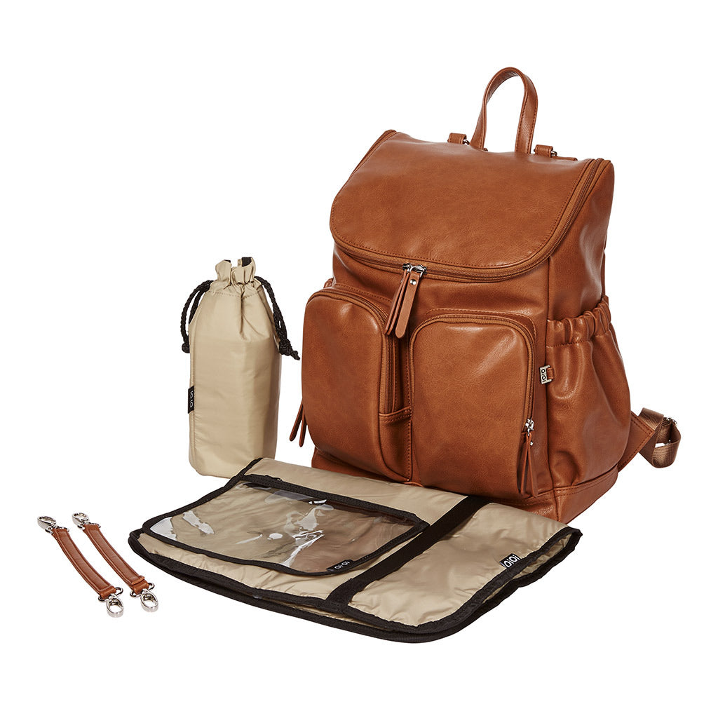 Oioi Vegan Leather Nappy Backpack Tan