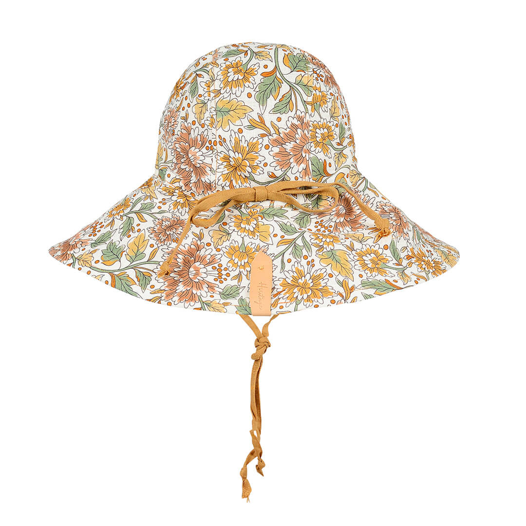 Bedhead Girls Reversible Wide Brimmed Sun Bonnet - Peony/maize