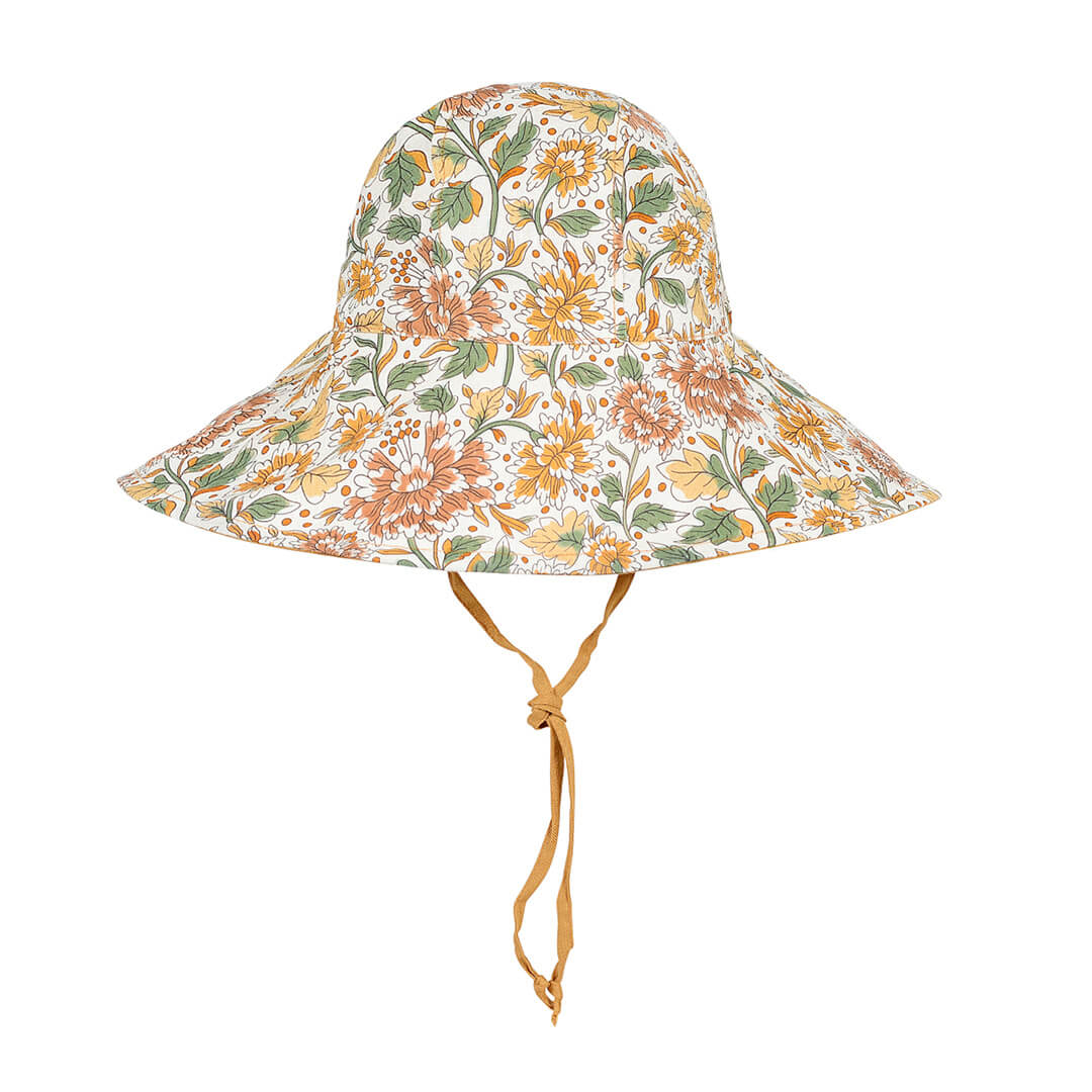 Bedhead Girls Reversible Wide Brimmed Sun Bonnet - Peony/maize