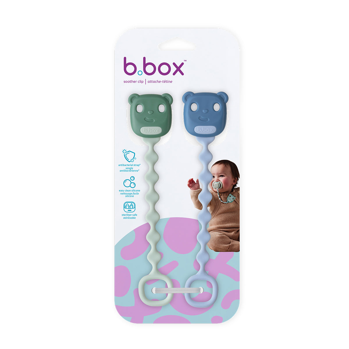 b.box Soother Clips Sage/Ocean
