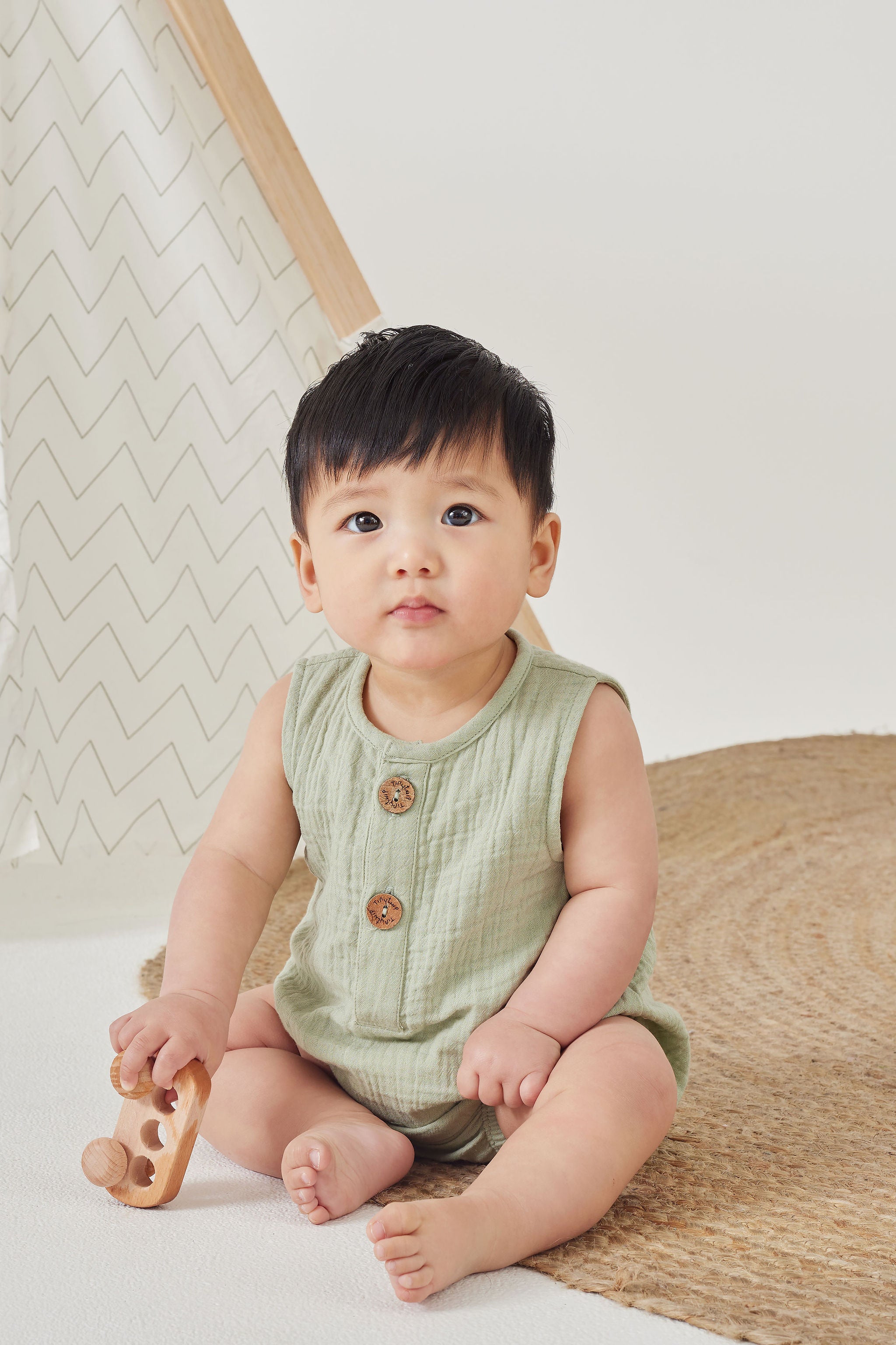 Tiny Twig Bubble Romper - Reseda