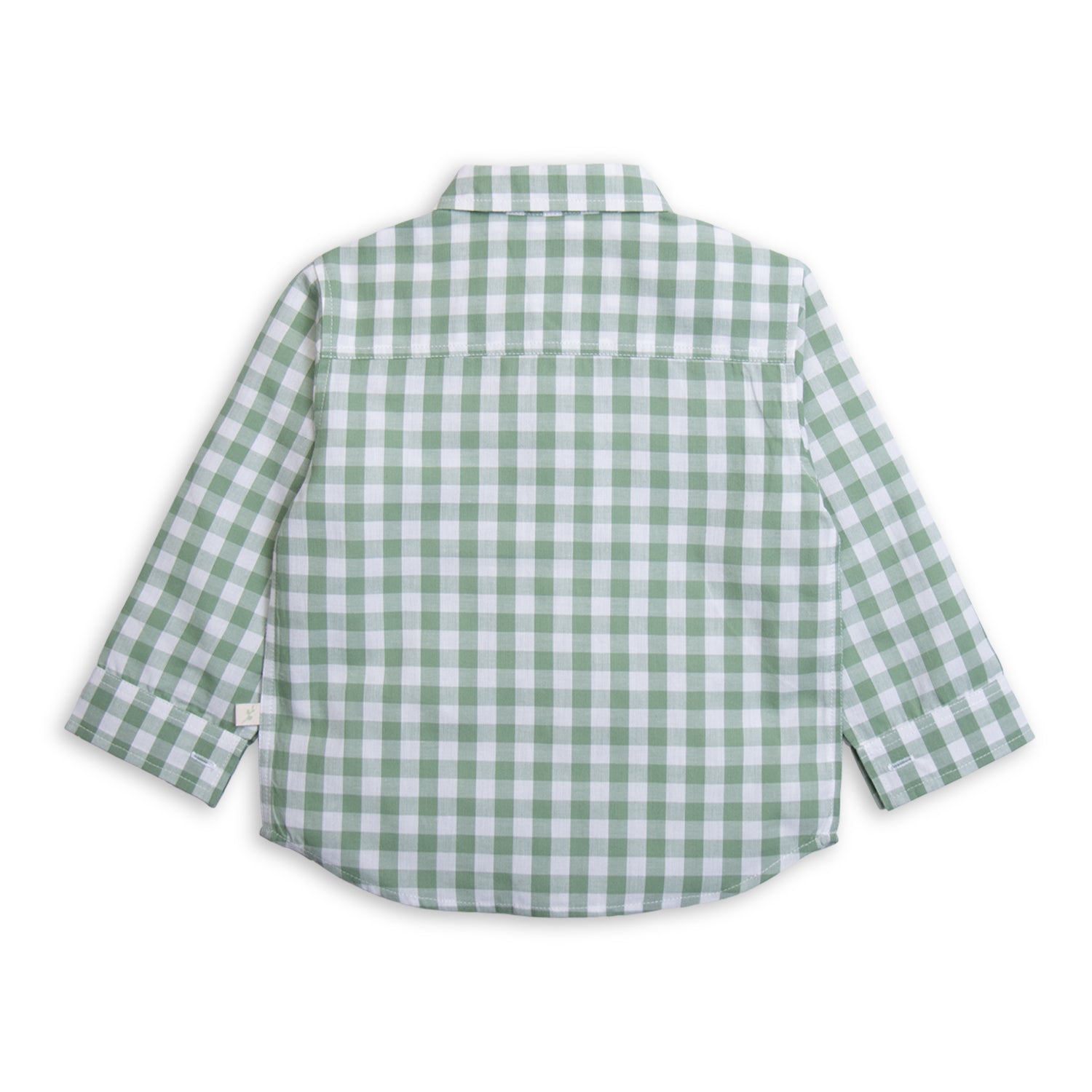 Tiny Twig Long Sleeve Cambric Shirt - Basil Gingham