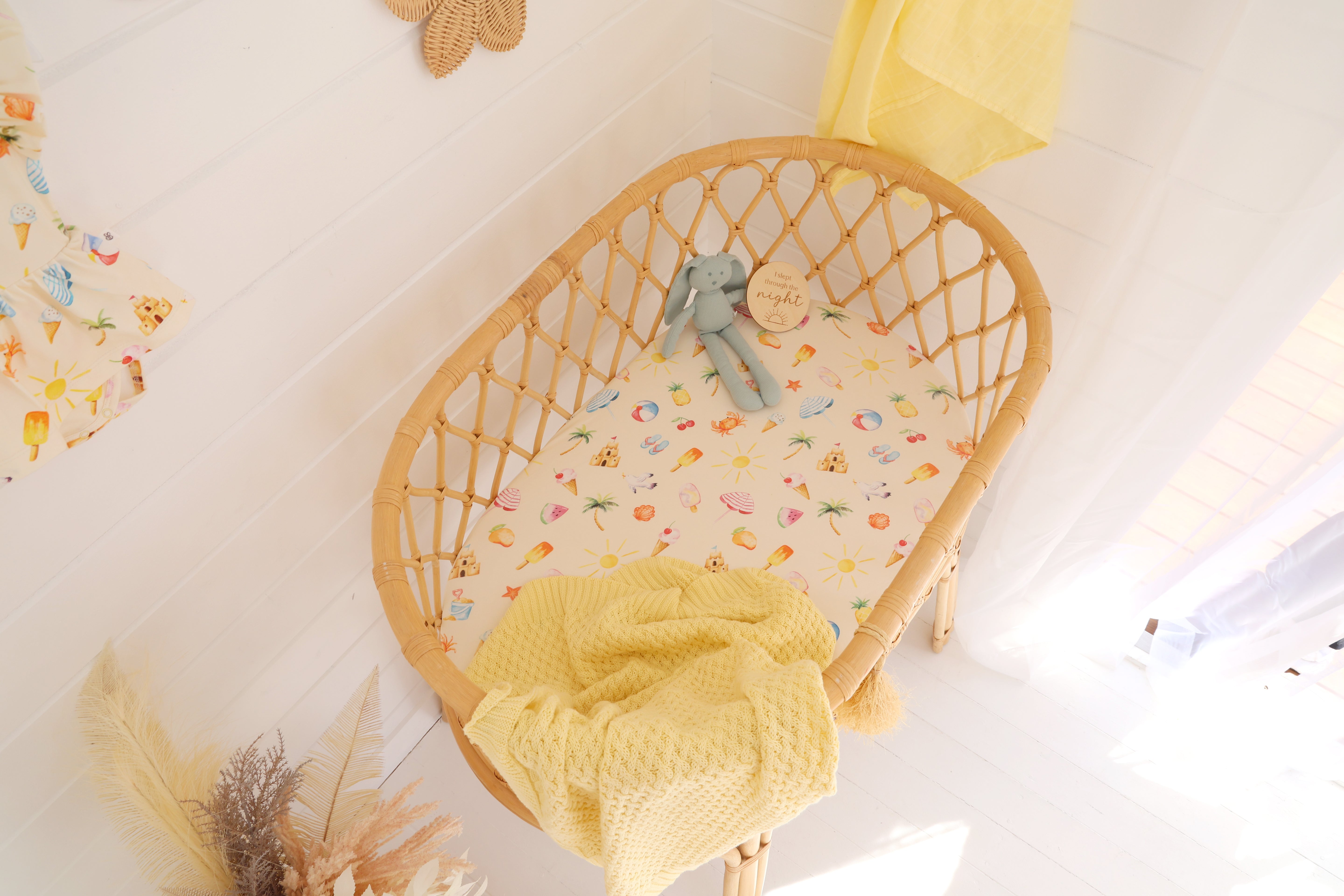 Snuggle Hunny Organic Bassinet Sheet/Change Pad Cover Beach Fun