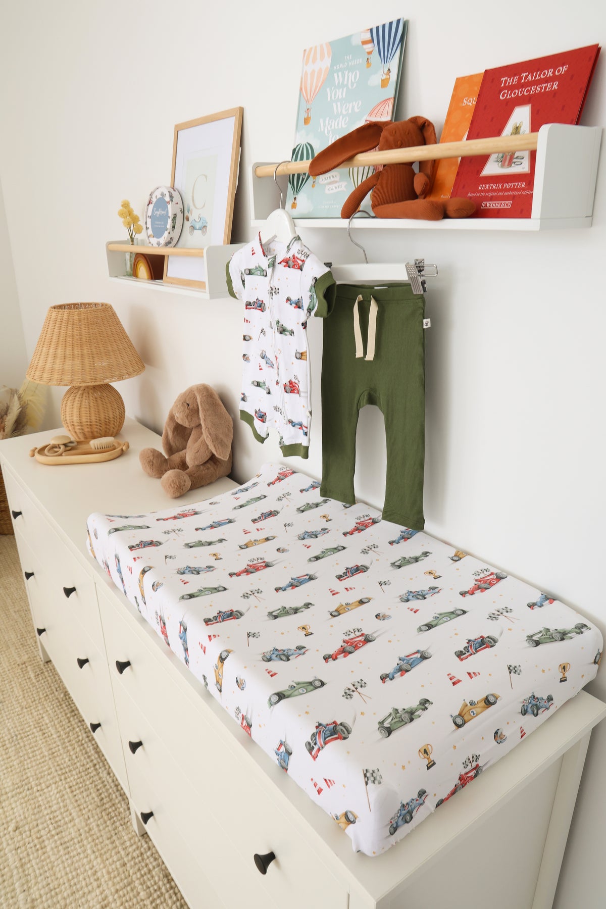 Snuggle Hunny Little Racers Organic Bassinet Sheet Change Pad Cover