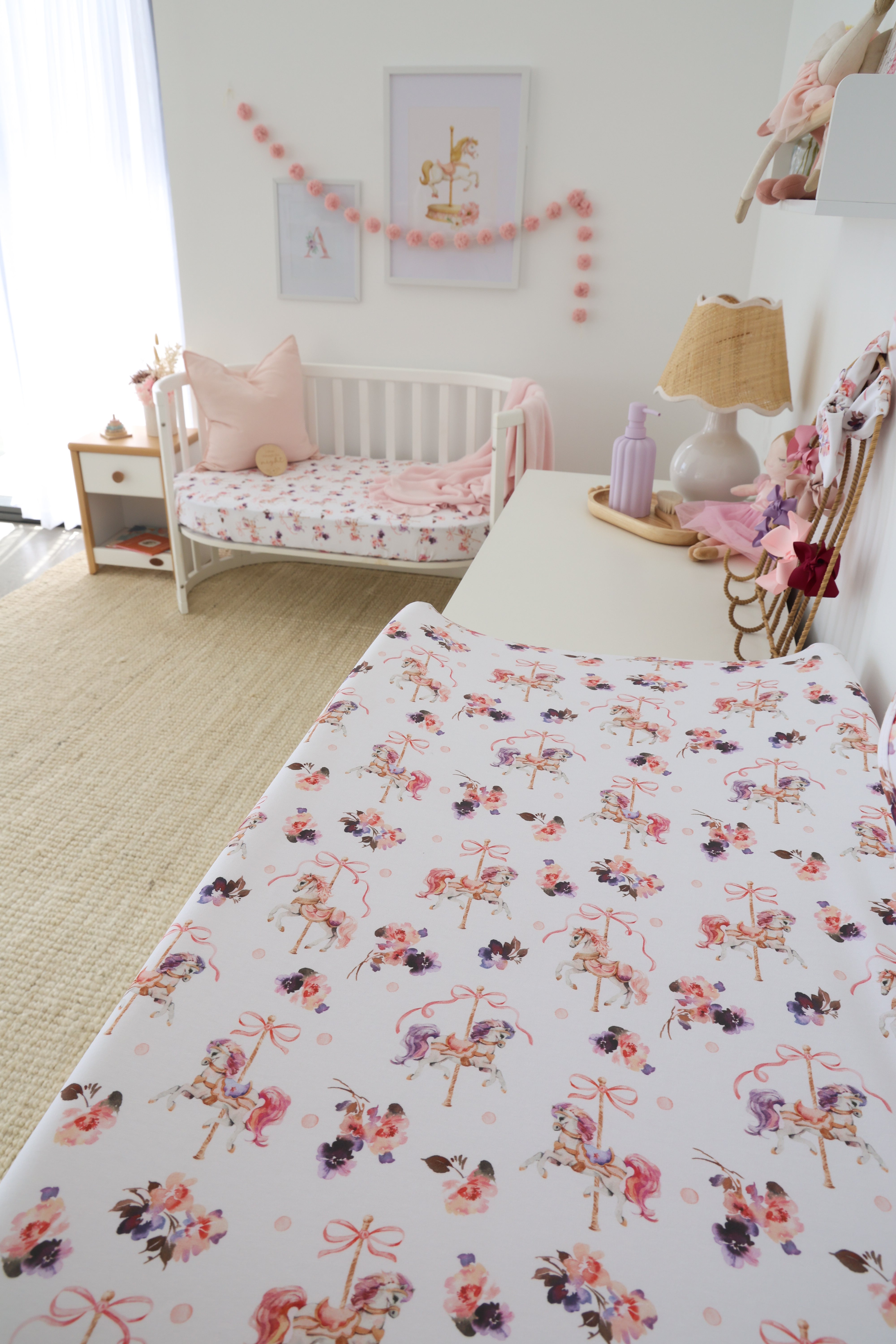 Snuggle Hunny Carousel Organic Bassinet Sheet Change Pad Cover