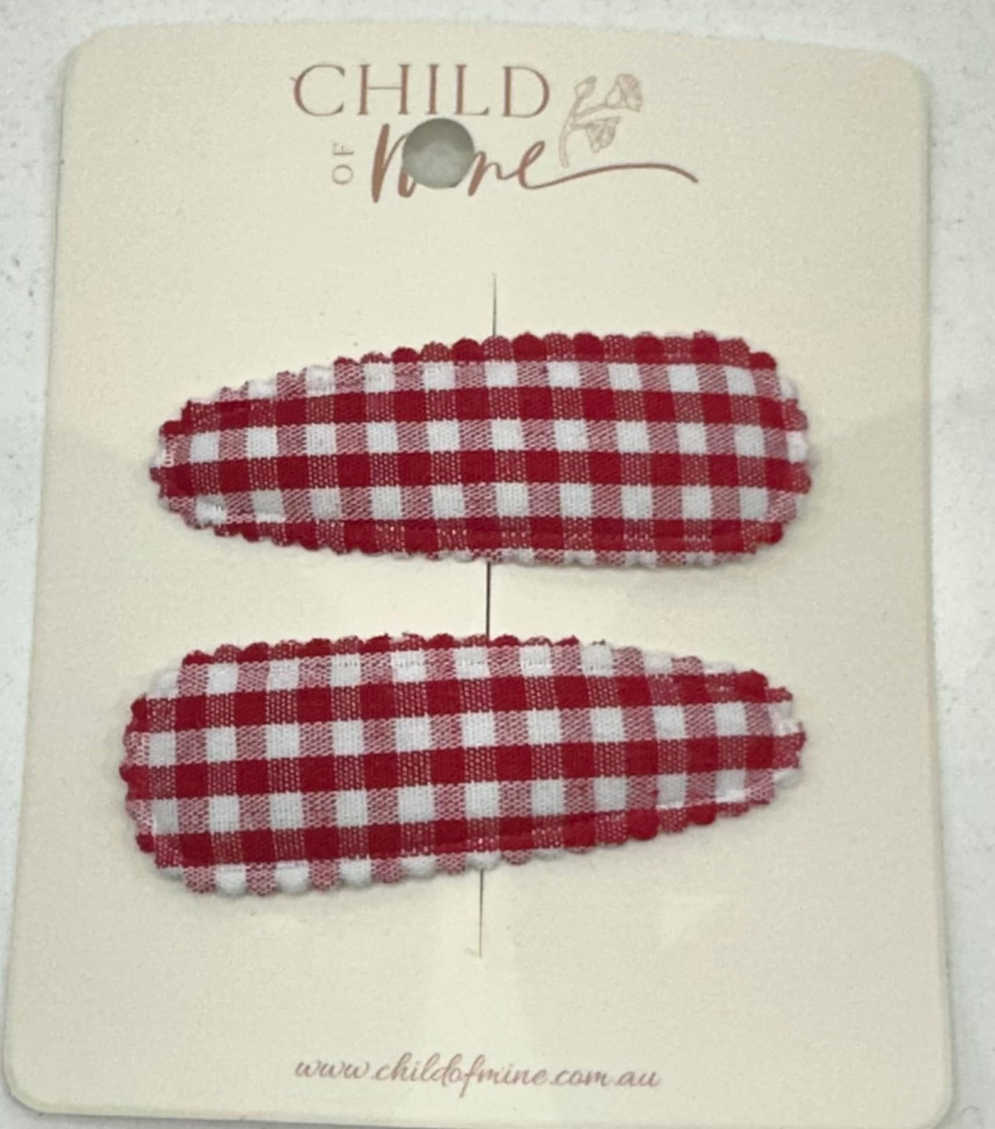 Confetti Kidz Gingham Hair Clips - Candy Cane Red