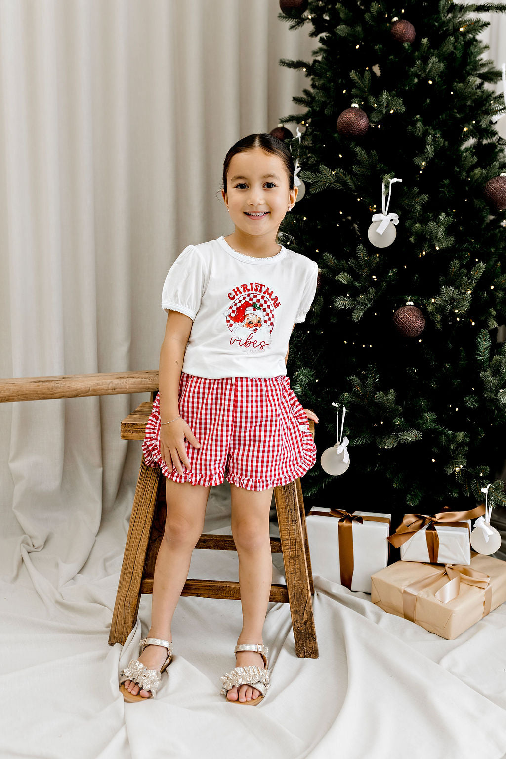 Confetti Kidz Red Plaid Ruffle Shorts