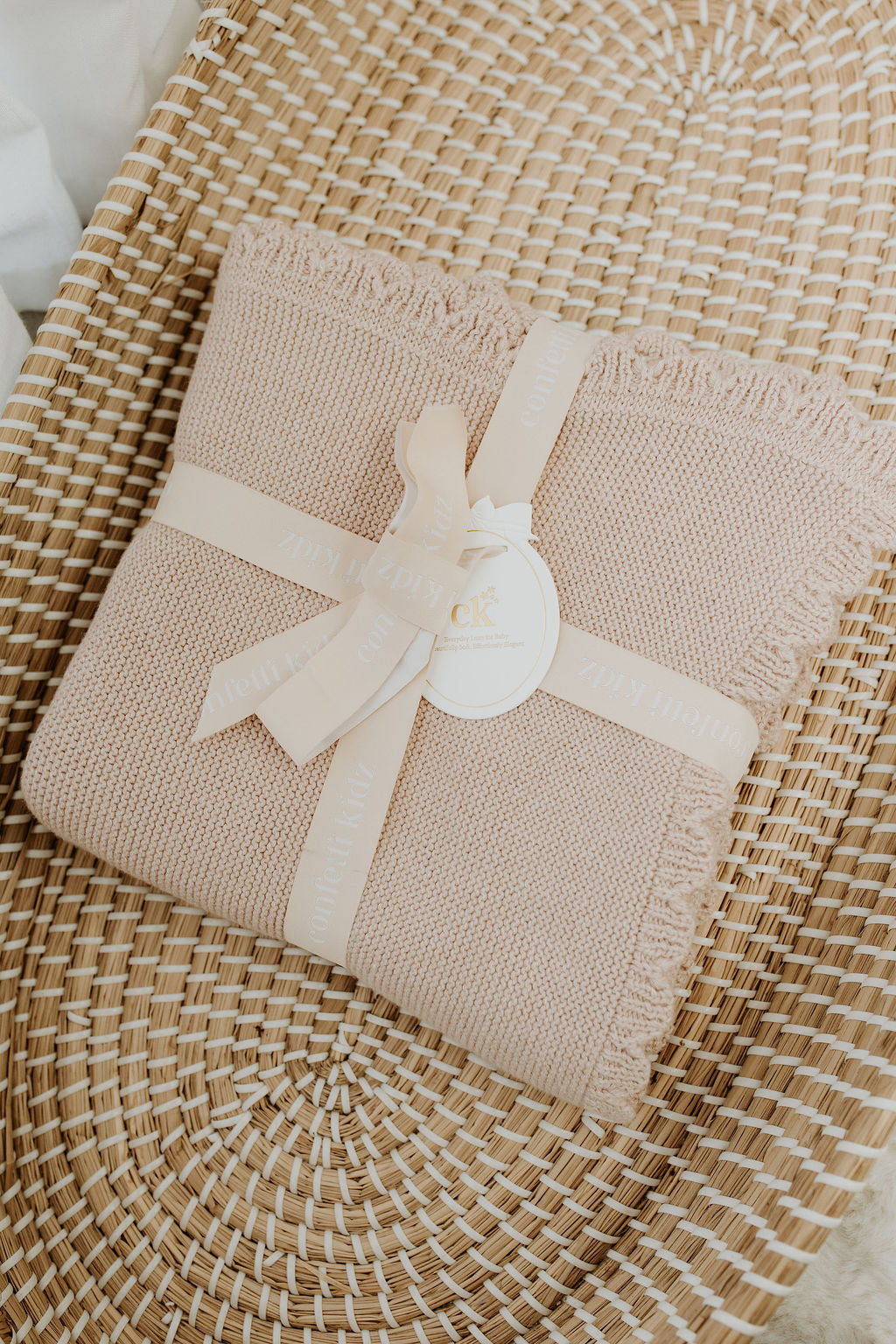 Confetti Kidz Heirloom Knit Blanket Fawn Speckle