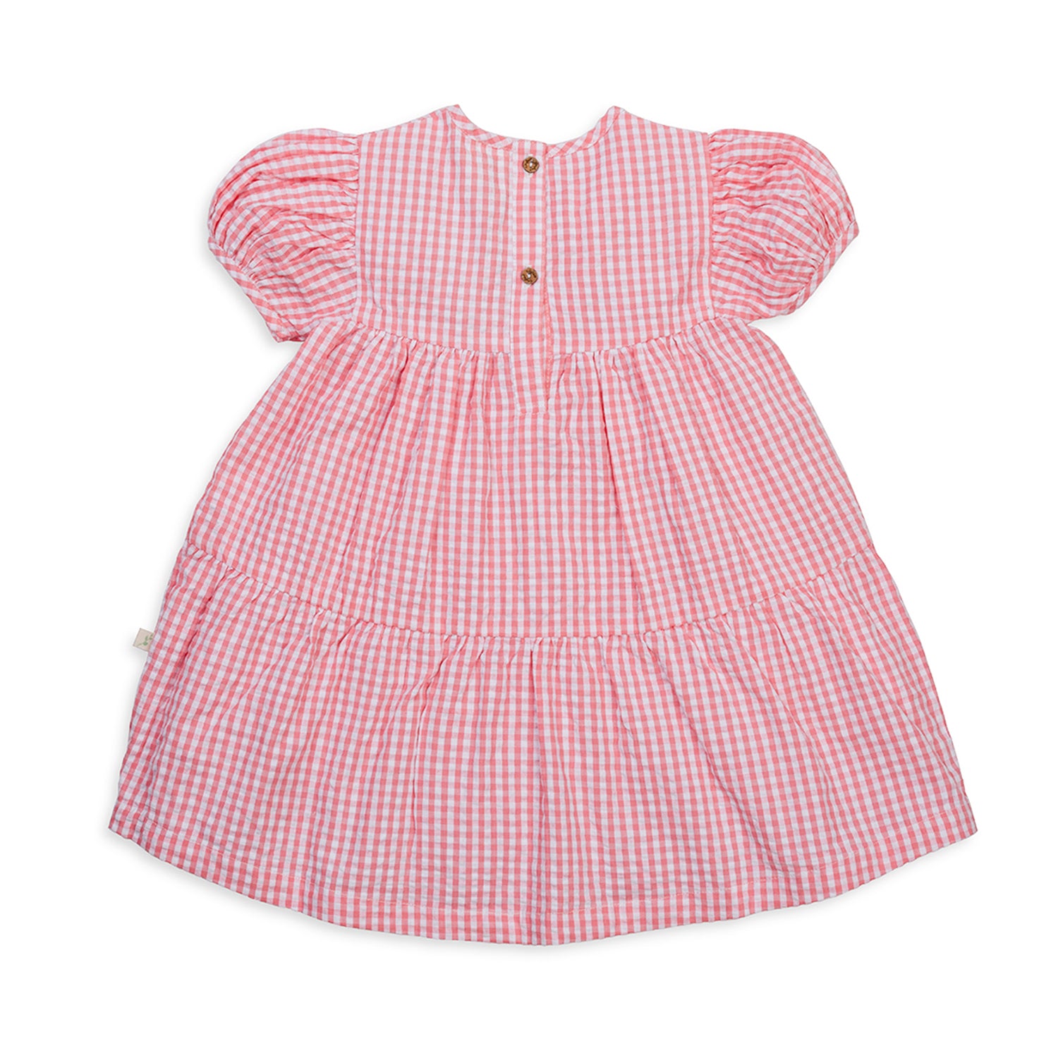 Tiny Twig Puff Sleeve Layered Dress - Berry Gingham