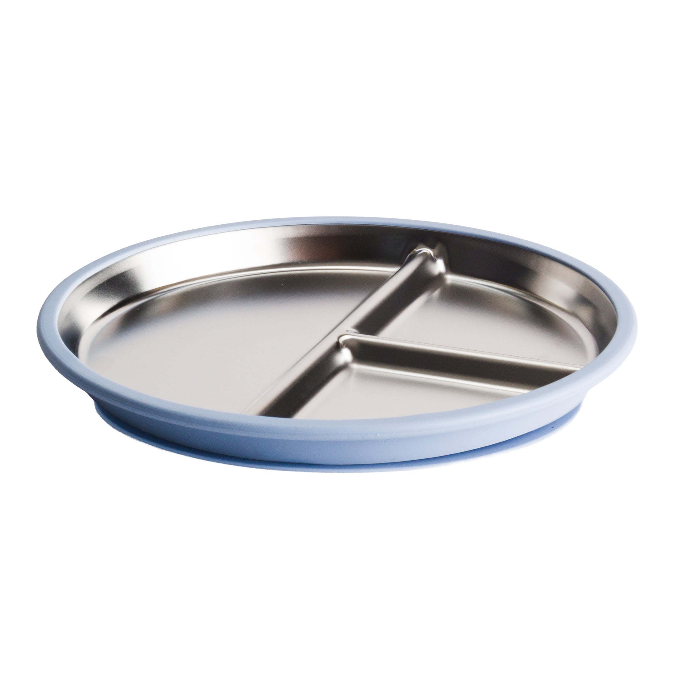 Nestling Stainless Steel Divided Suction Plate 23cm Dusty Blue
