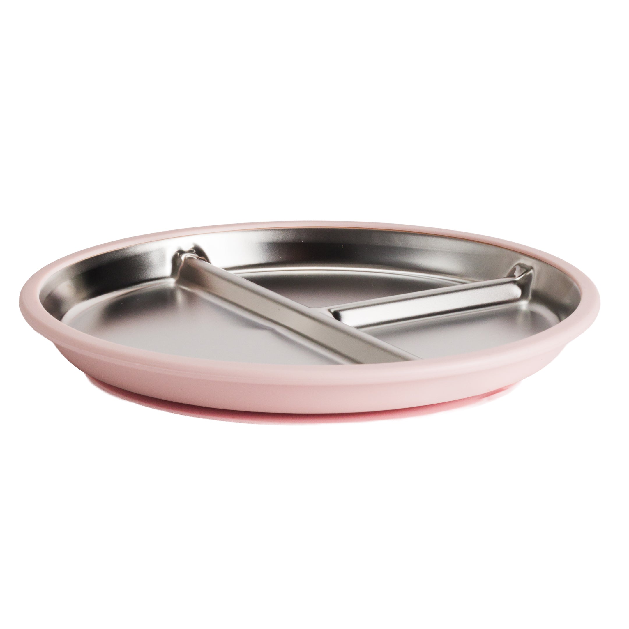 Nestling Stainless Steel Divided Suction Plate 23cm Dusty Pink