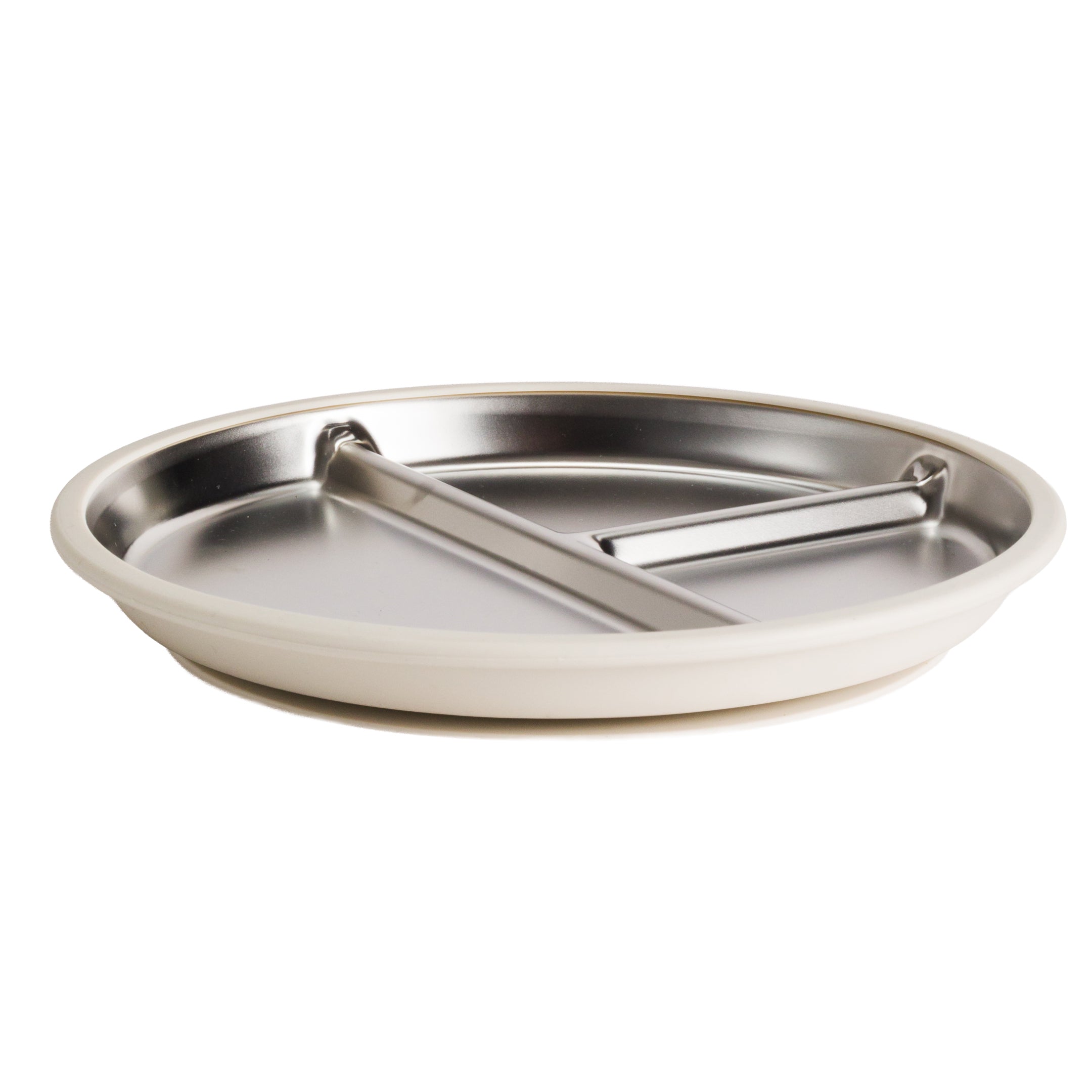 Nestling Stainless Steel Divided Suction Plate 23cm Oat