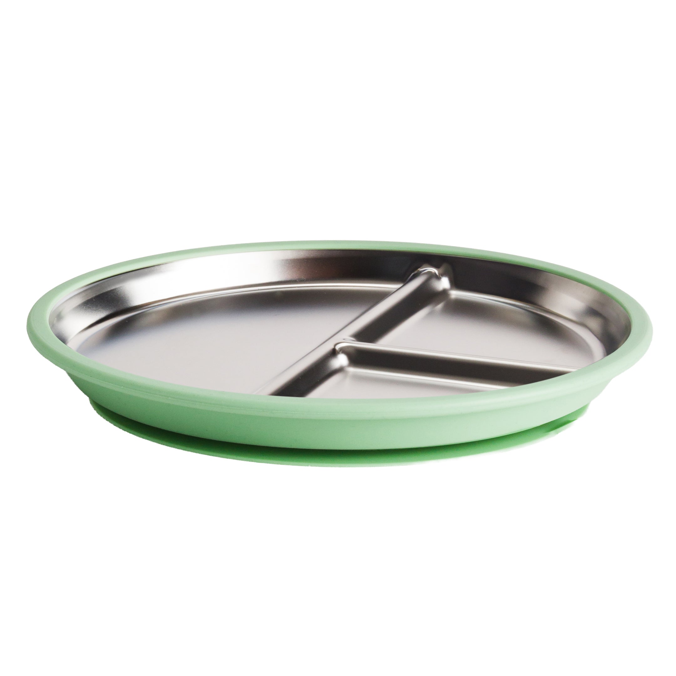Nestling Stainless Steel Divided Suction Plate 23cm Sage