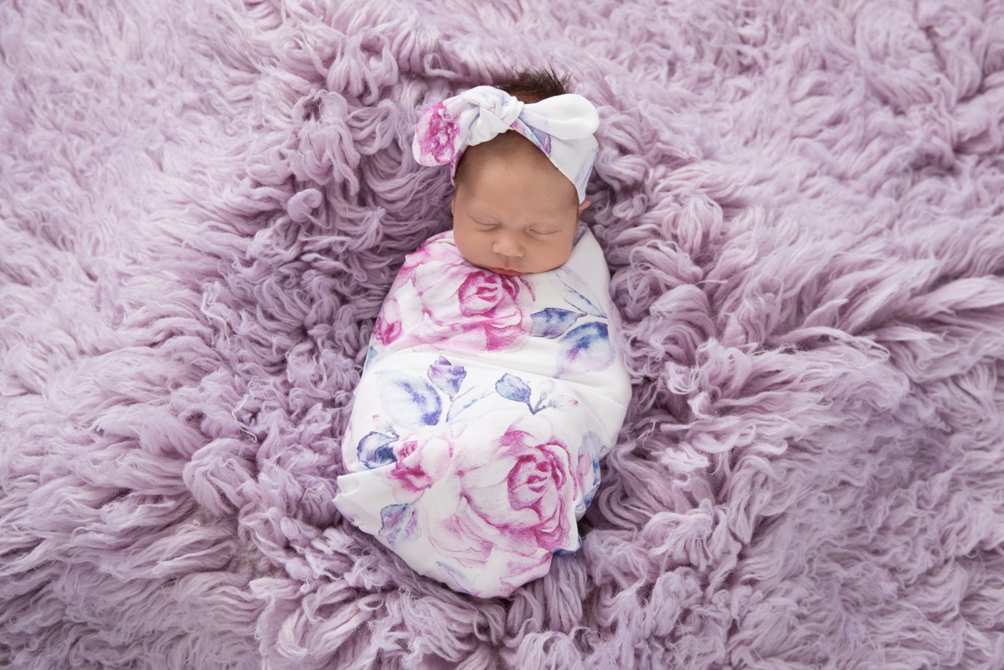 Snuggle Hunny Snuggle Swaddle and Top Knot Set Lilac Skies