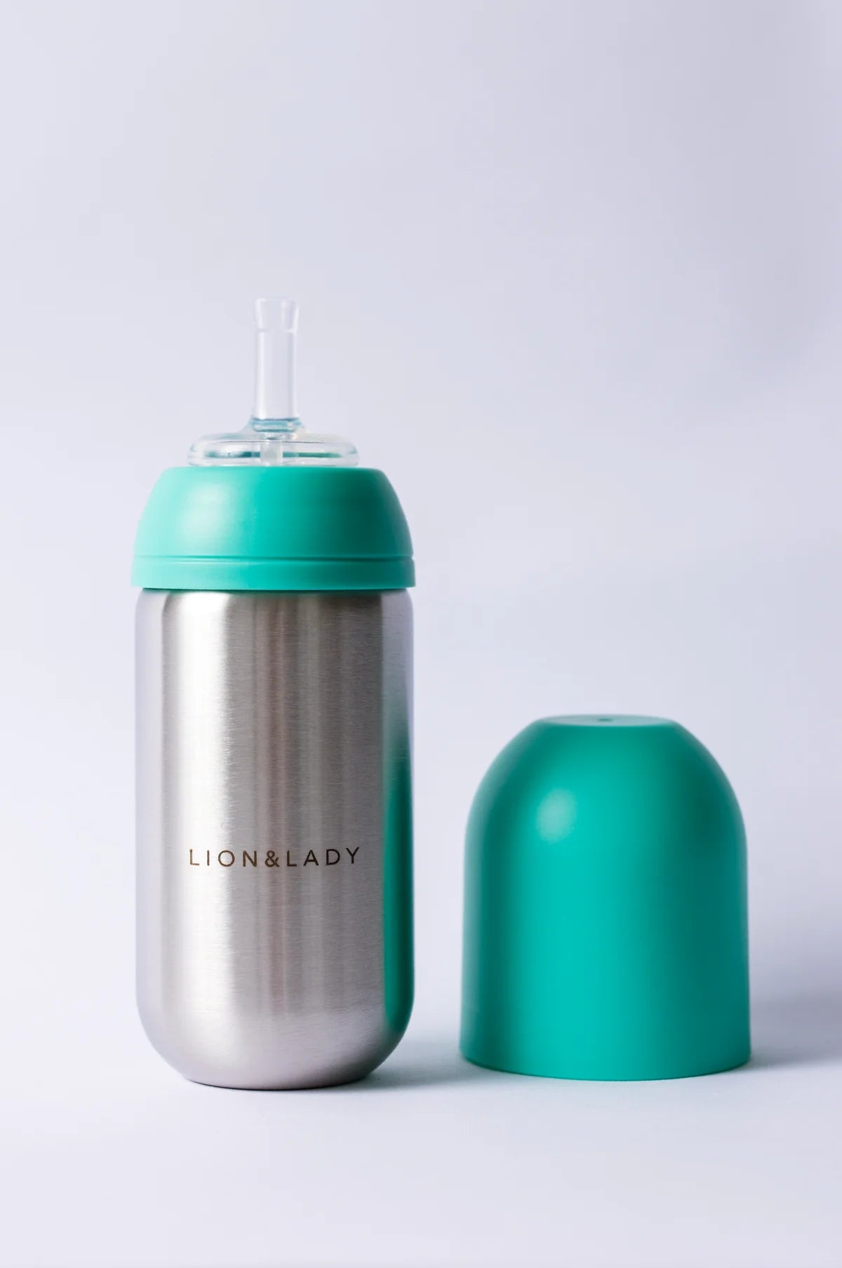 Lion and Lady Toddler Straw Cup 350ml 18/8 Stainless Steel Mint