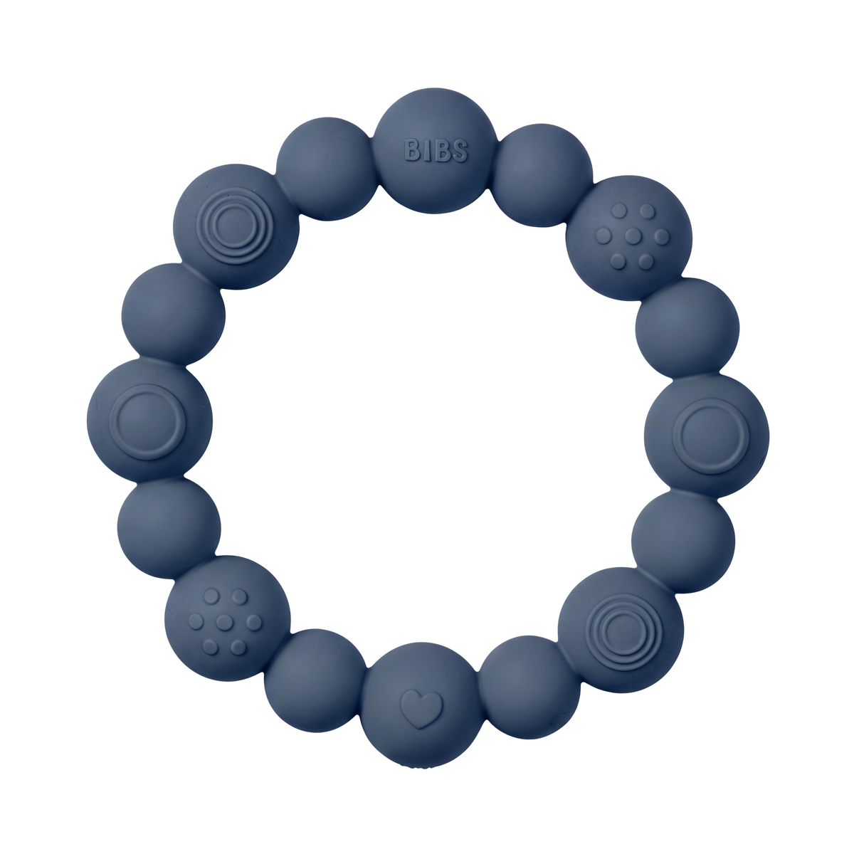 Bibs Teething Ring Beaded Steel Blue