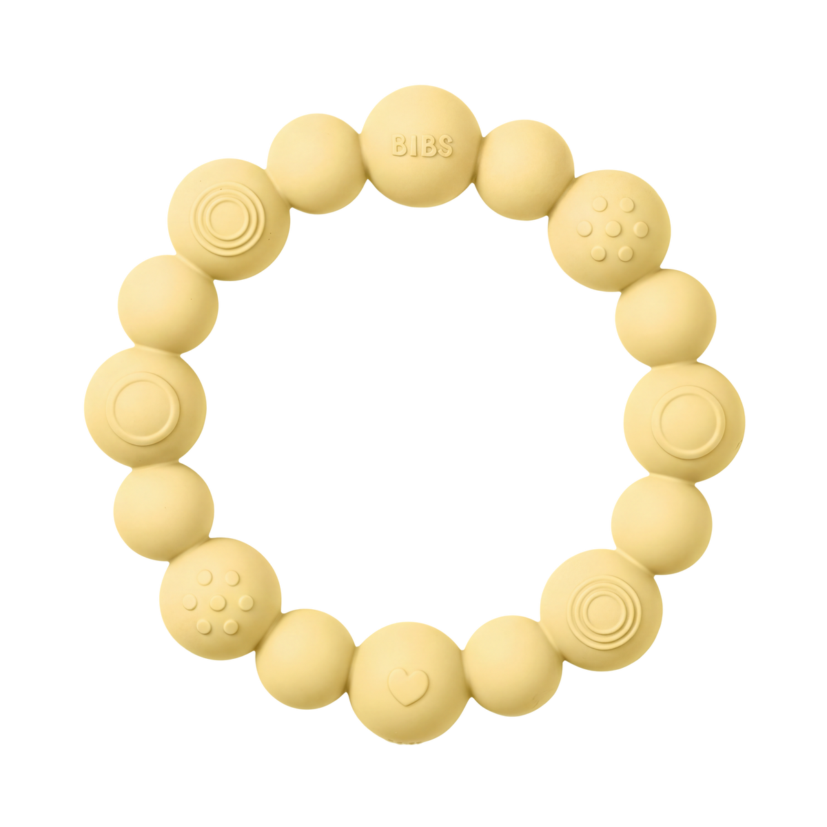 Bibs Teething Ring Beaded Pale Butter