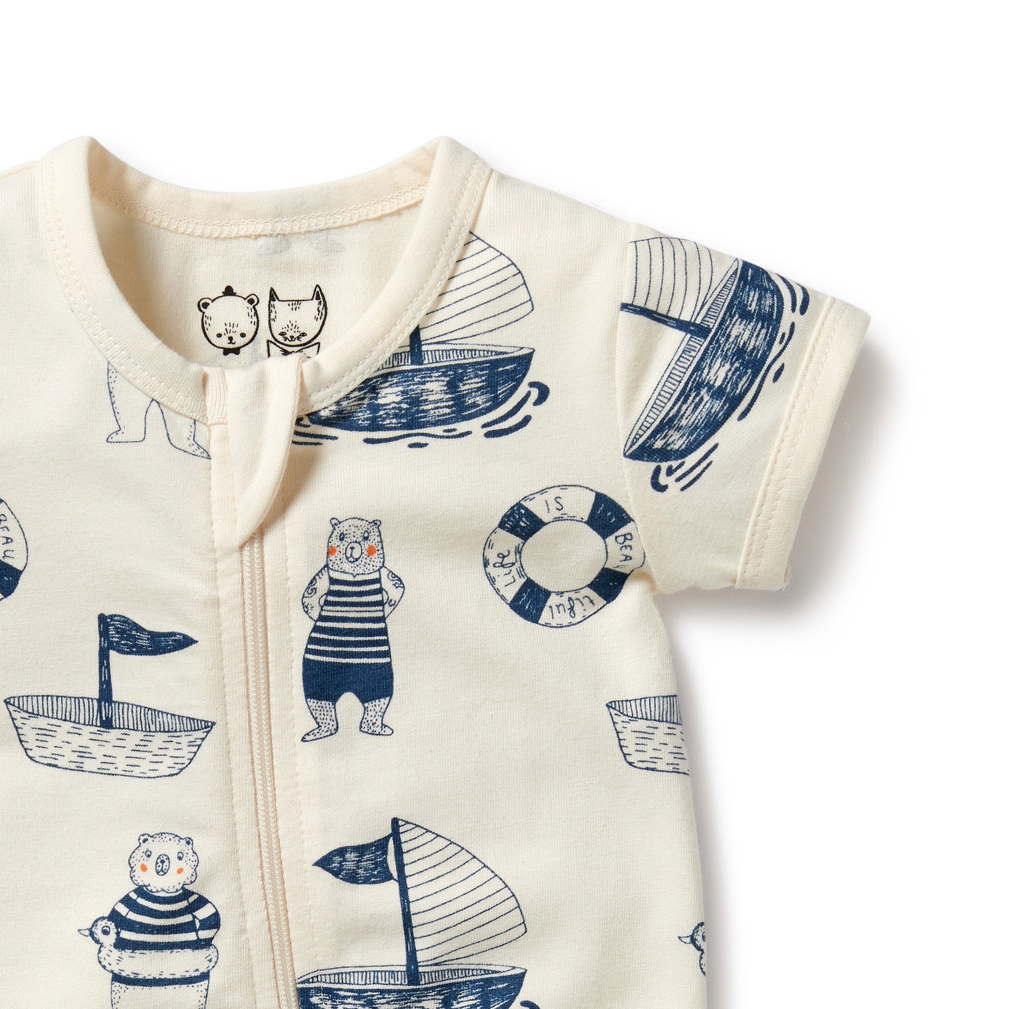 Wilson & Frenchy Nautical Bear Short Sleeve Zipsuit