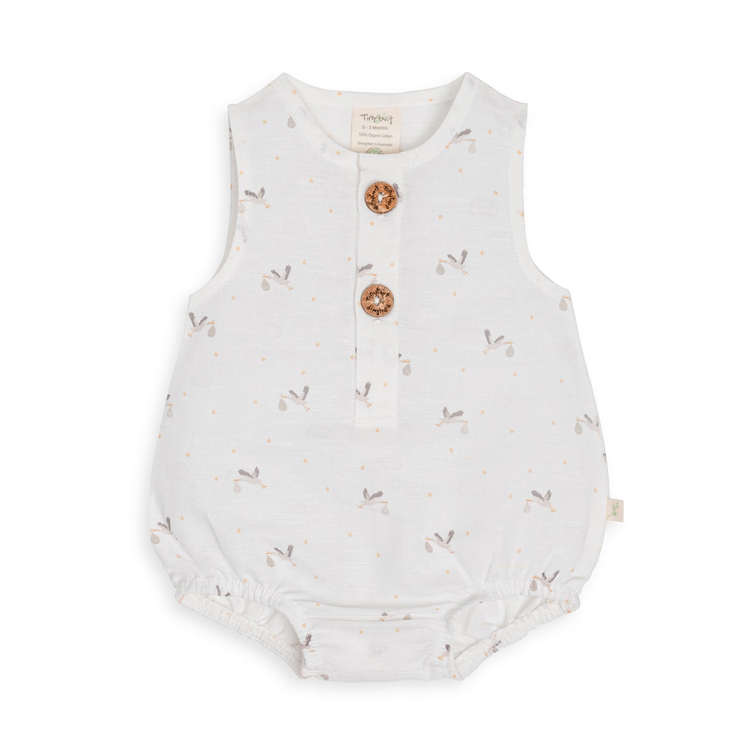 Tiny Twig Bubble Romper - Stork