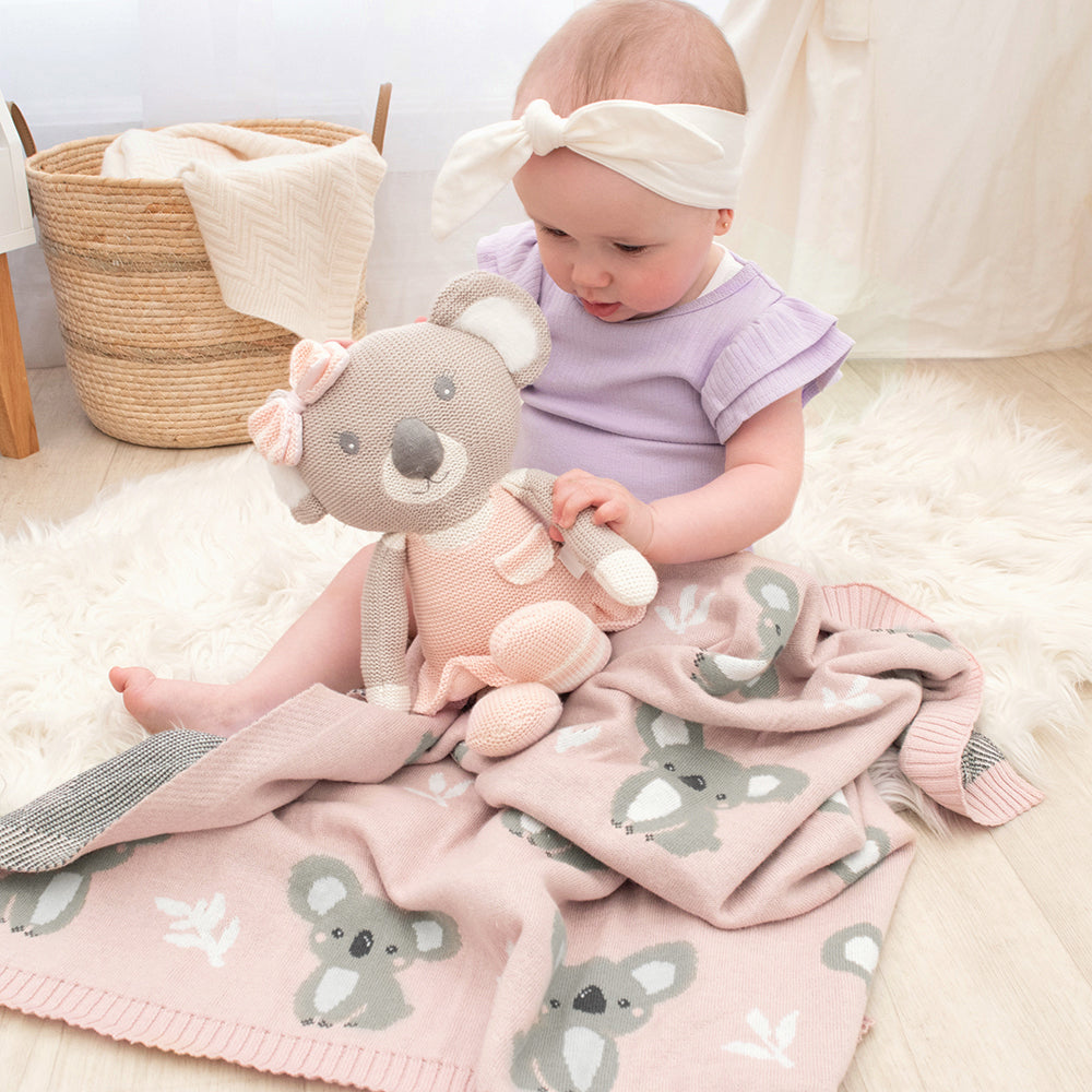 Living Textiles Knit Blanket 100% Cotton Koala