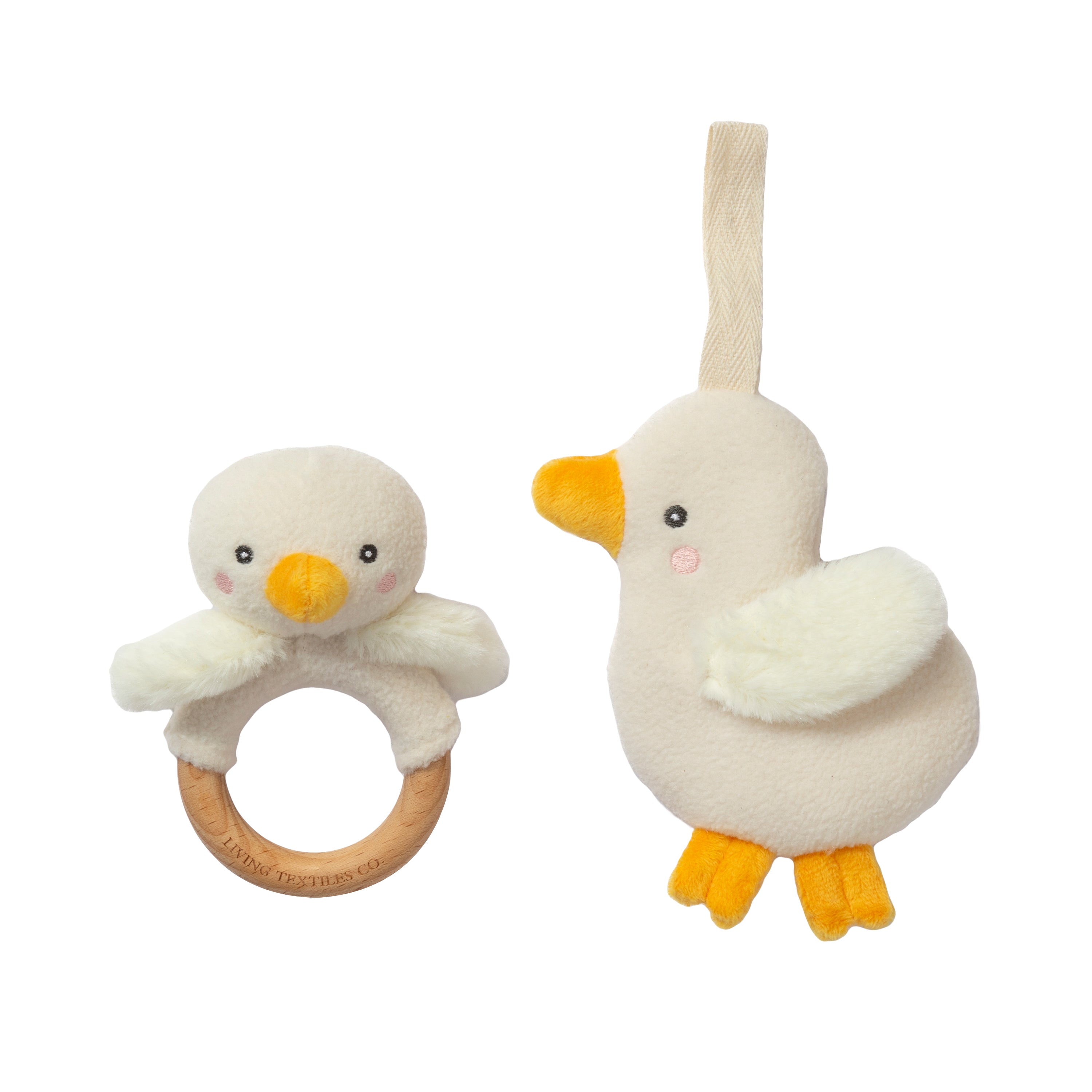 Living Textiles Teething Ring and Dummy Chain Gift Set - Goosey Goosey