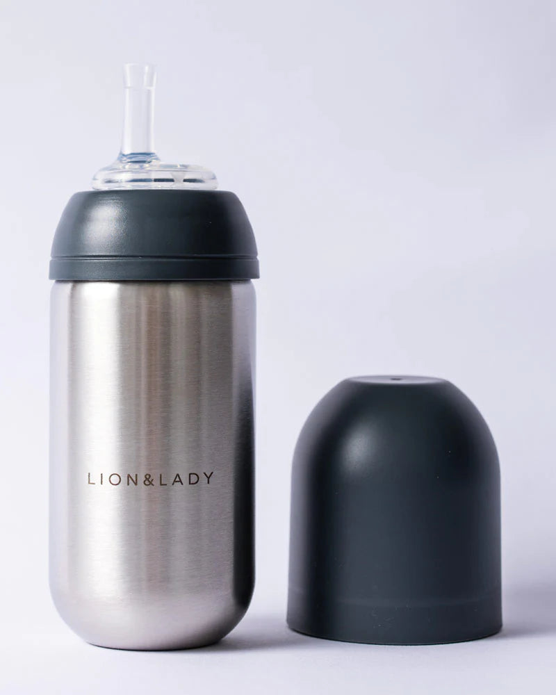 Lion and Lady Toddler Straw Cup 350ml 18/8 Stainless Steel French Navy