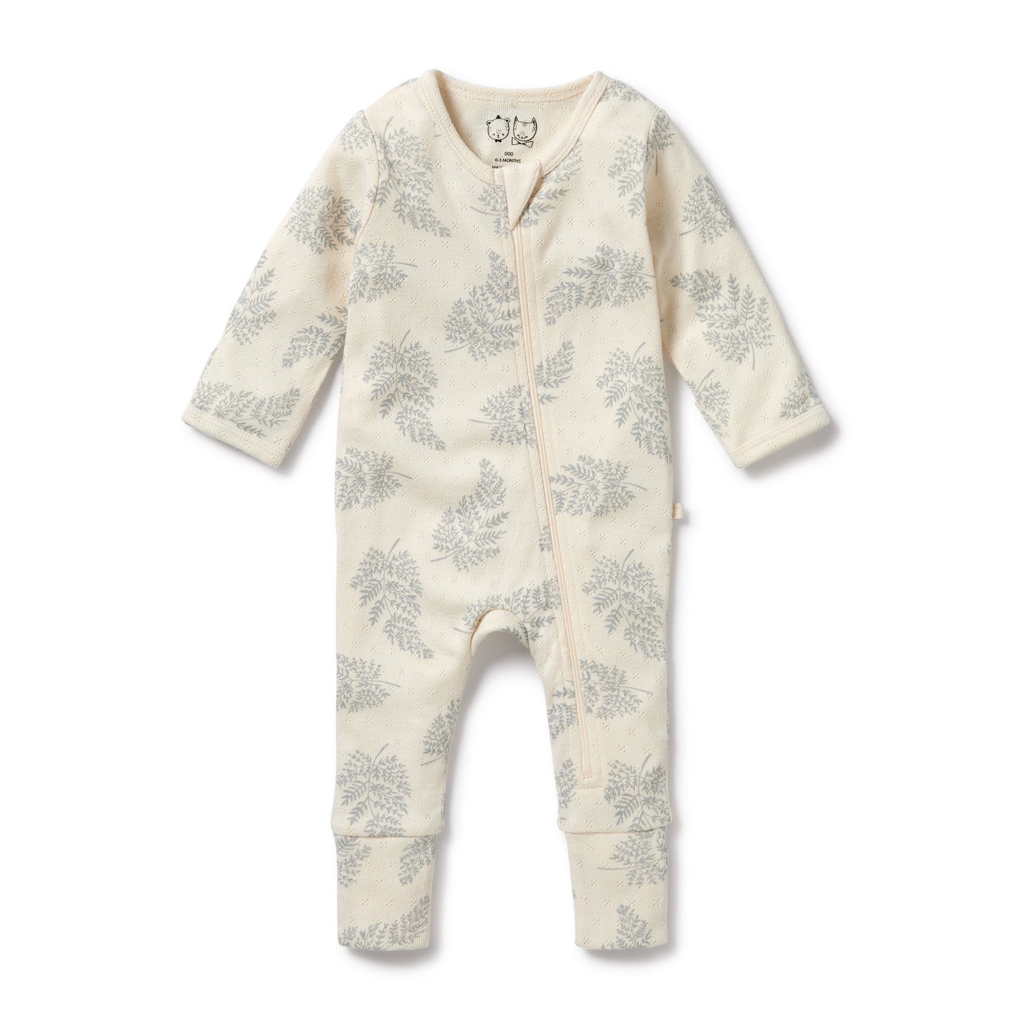 Wilson & Frenchy Forever Ferns Organic Pointelle Zipsuit with Feet