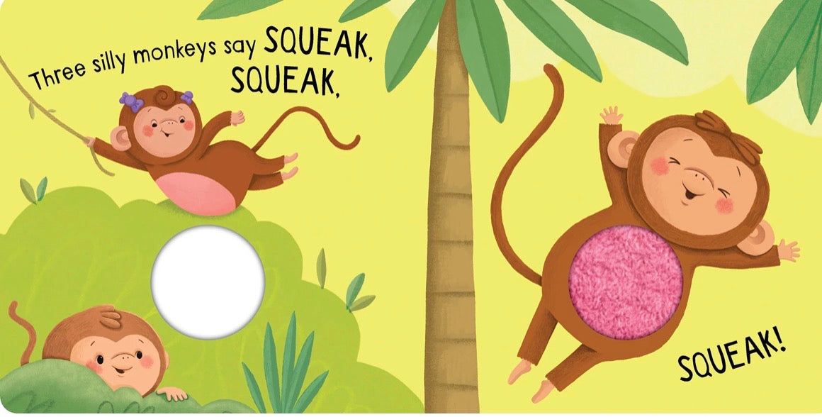 Squeaky Plush Board Book Five Silly Monkeys