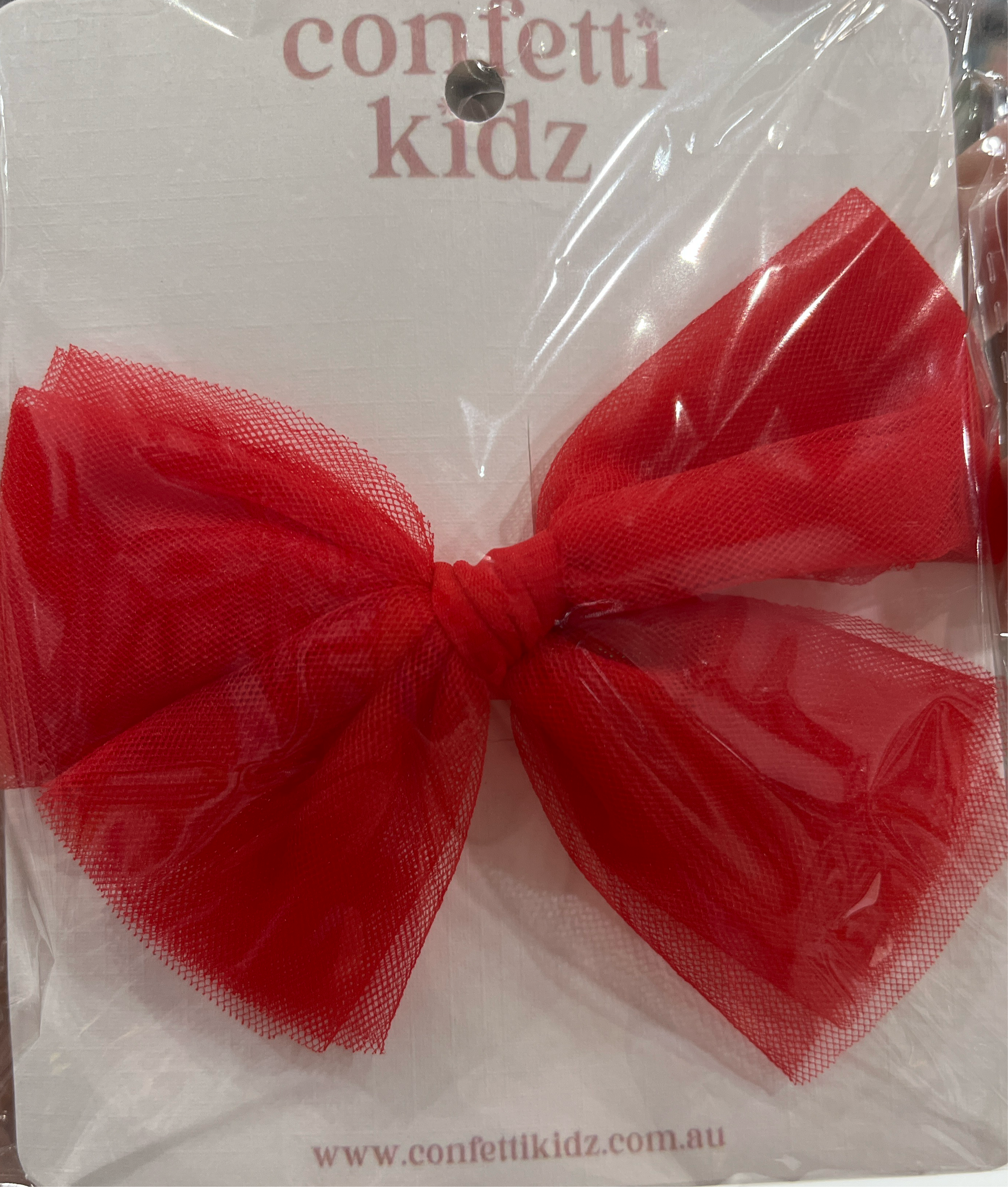 Confetti Kidz Red Tulle Bow - Clip