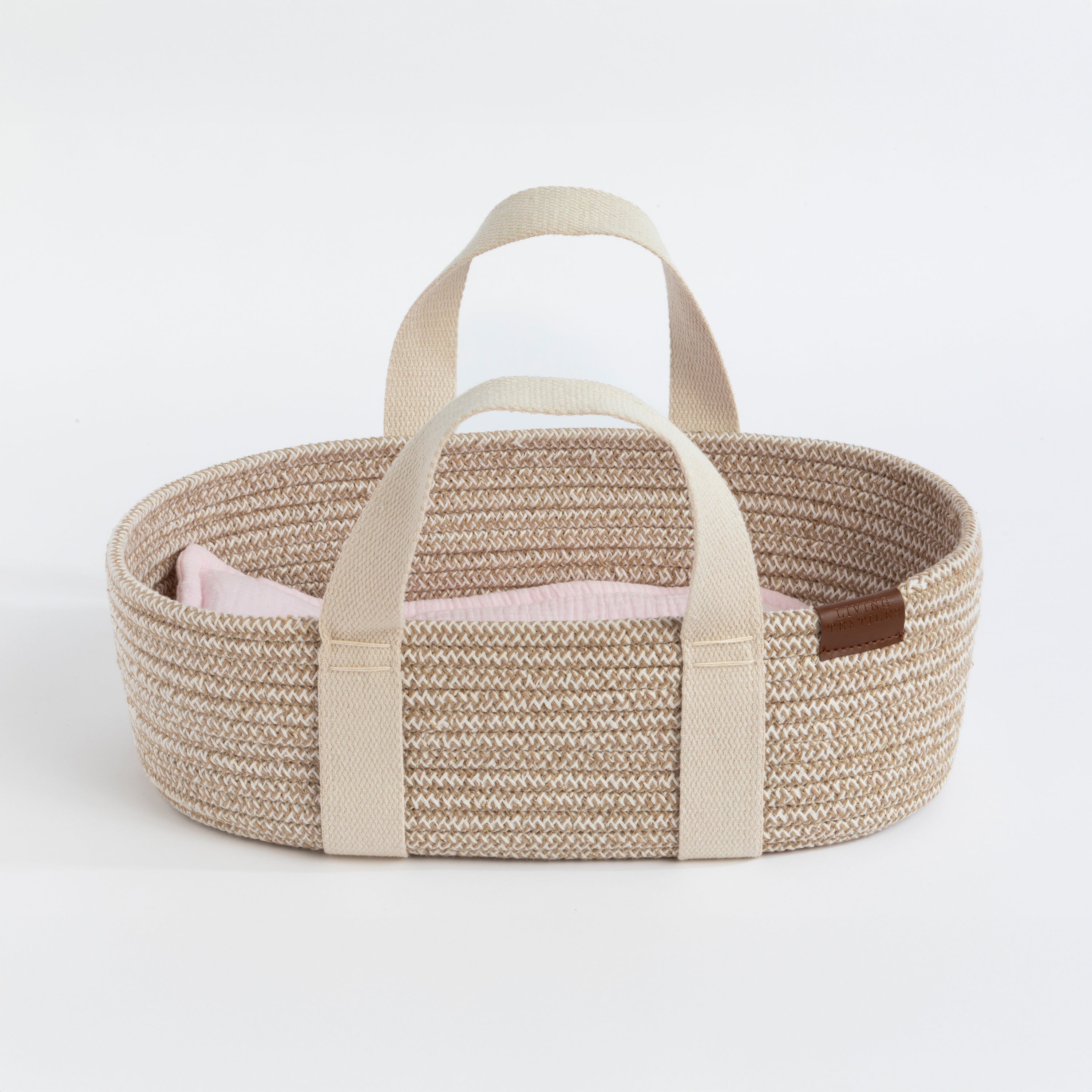 100% Cotton Rope Doll Moses Basket Set - Blush