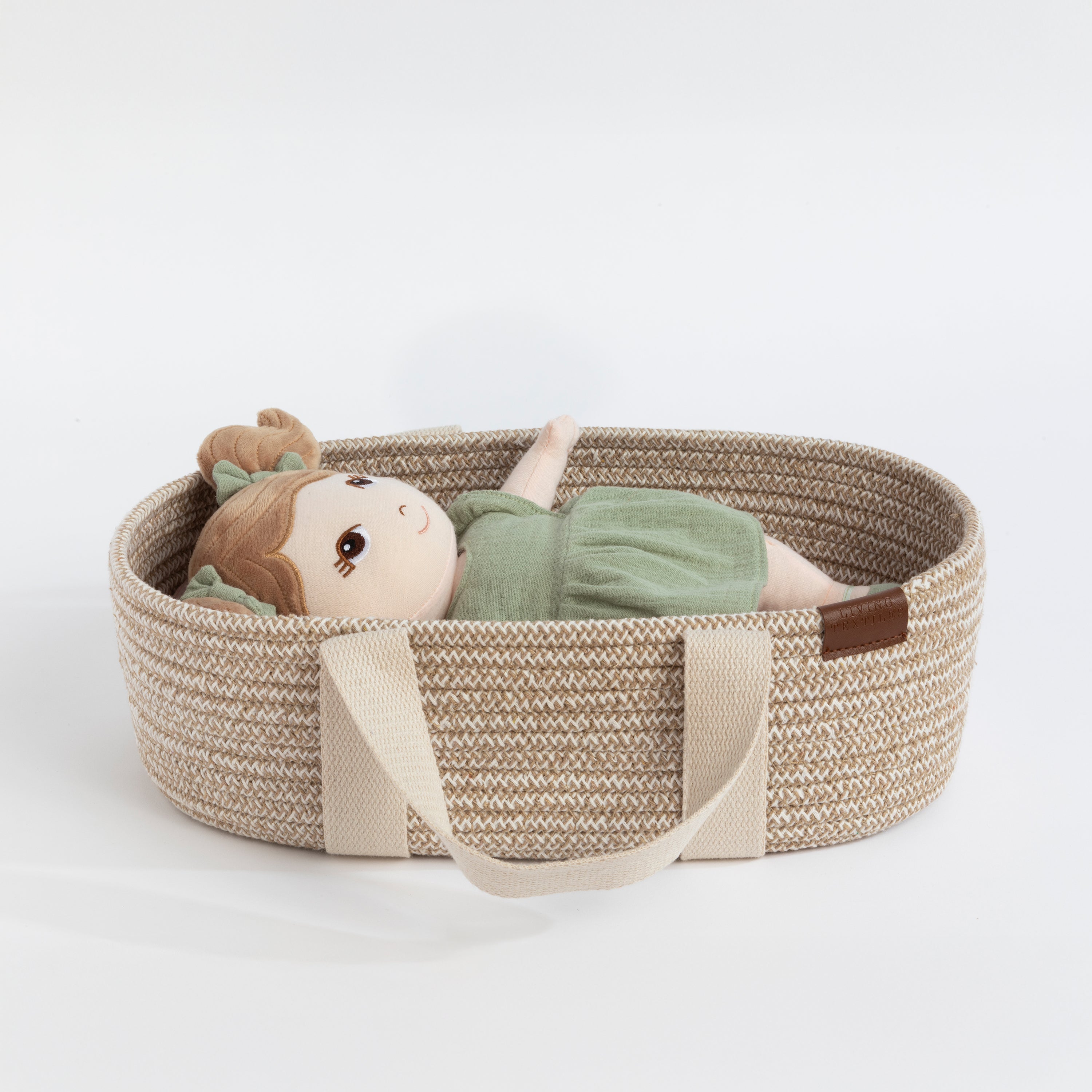 100% Cotton Rope Doll Moses Basket Set - Blush