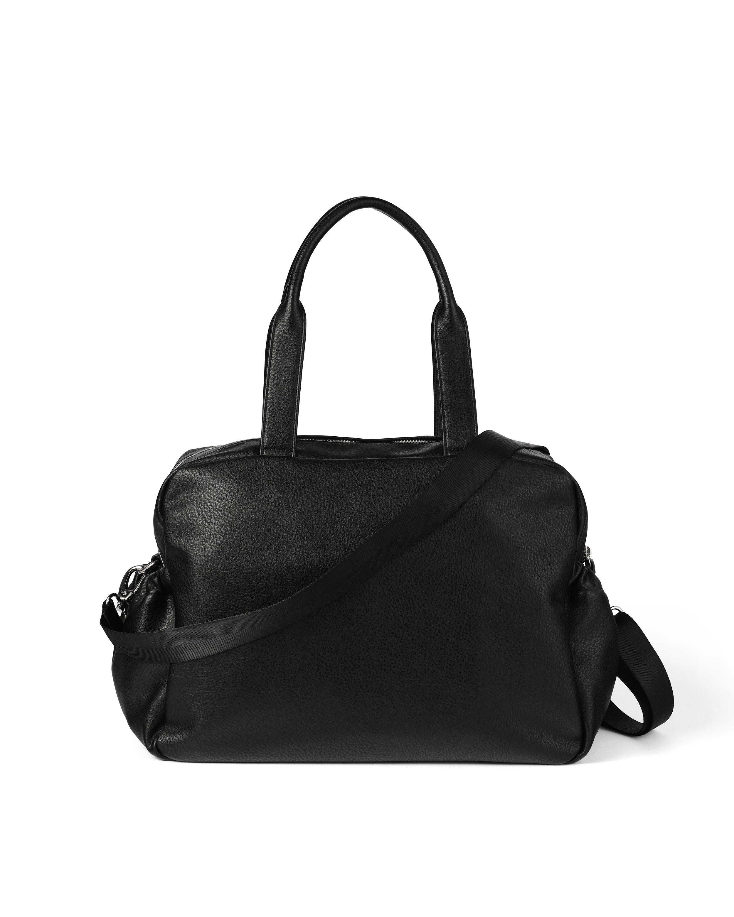 OiOi Black Vegan Dimple Leather Carry All Nappy Bag