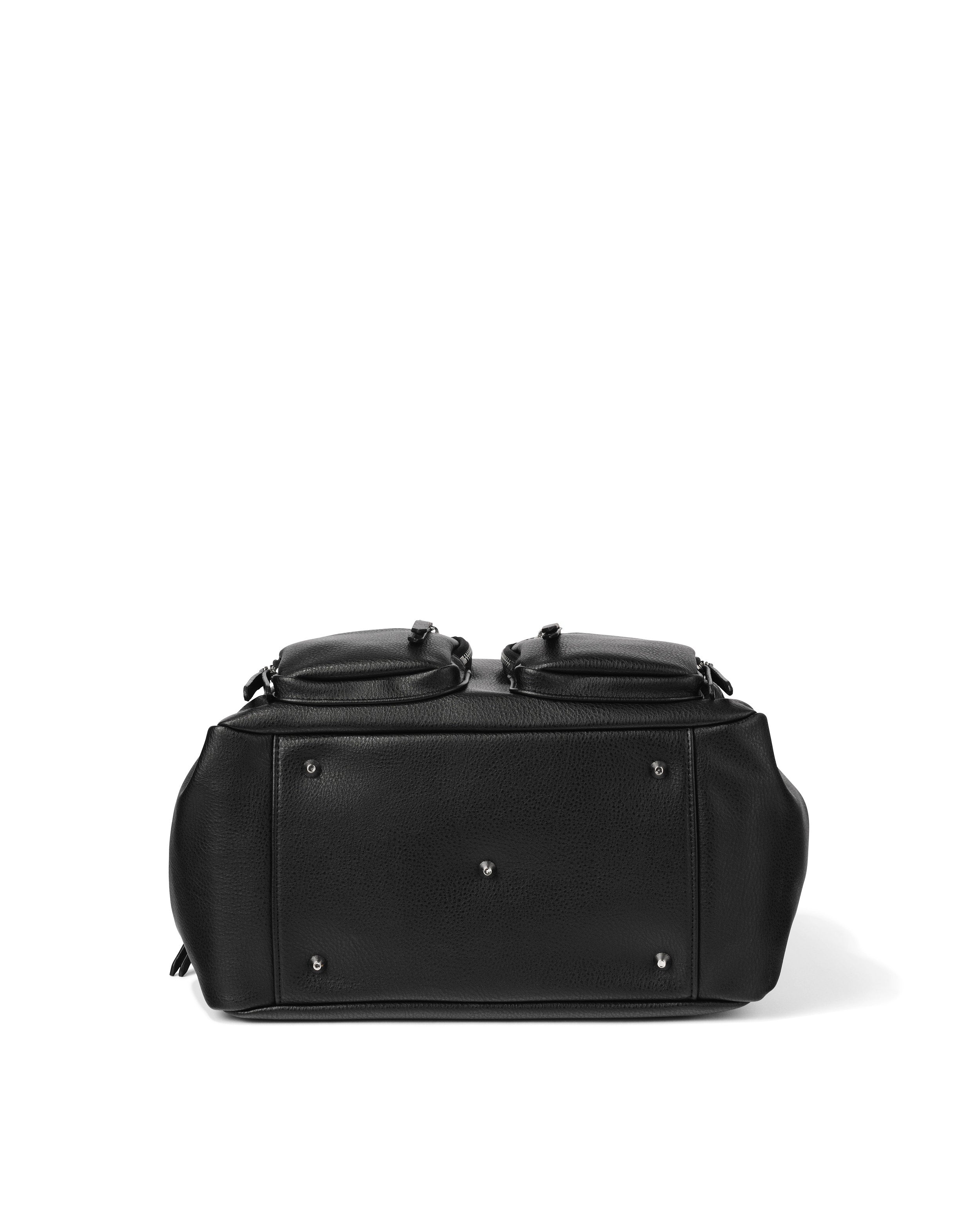 OiOi Black Vegan Dimple Leather Carry All Nappy Bag