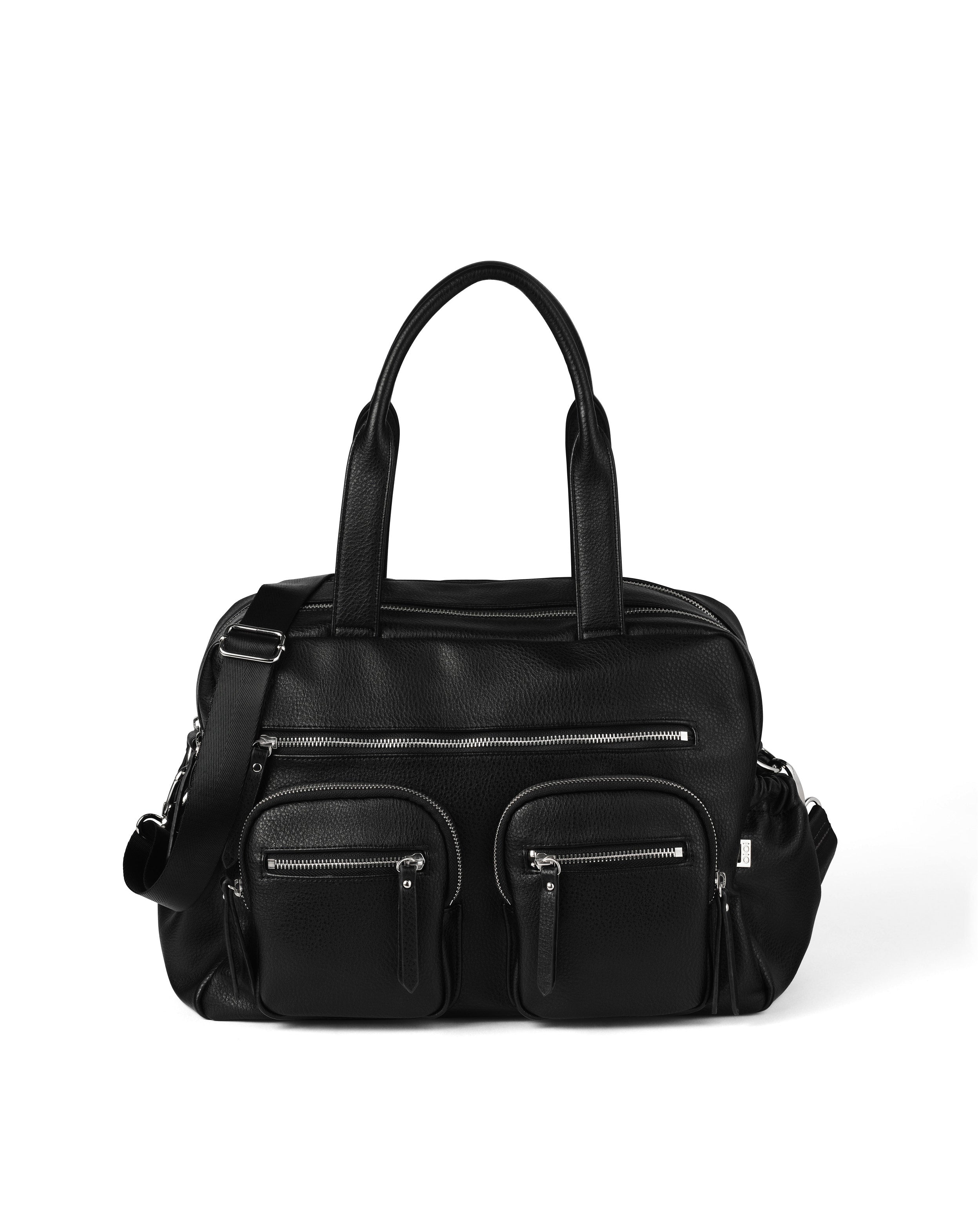 OiOi Black Vegan Dimple Leather Carry All Nappy Bag