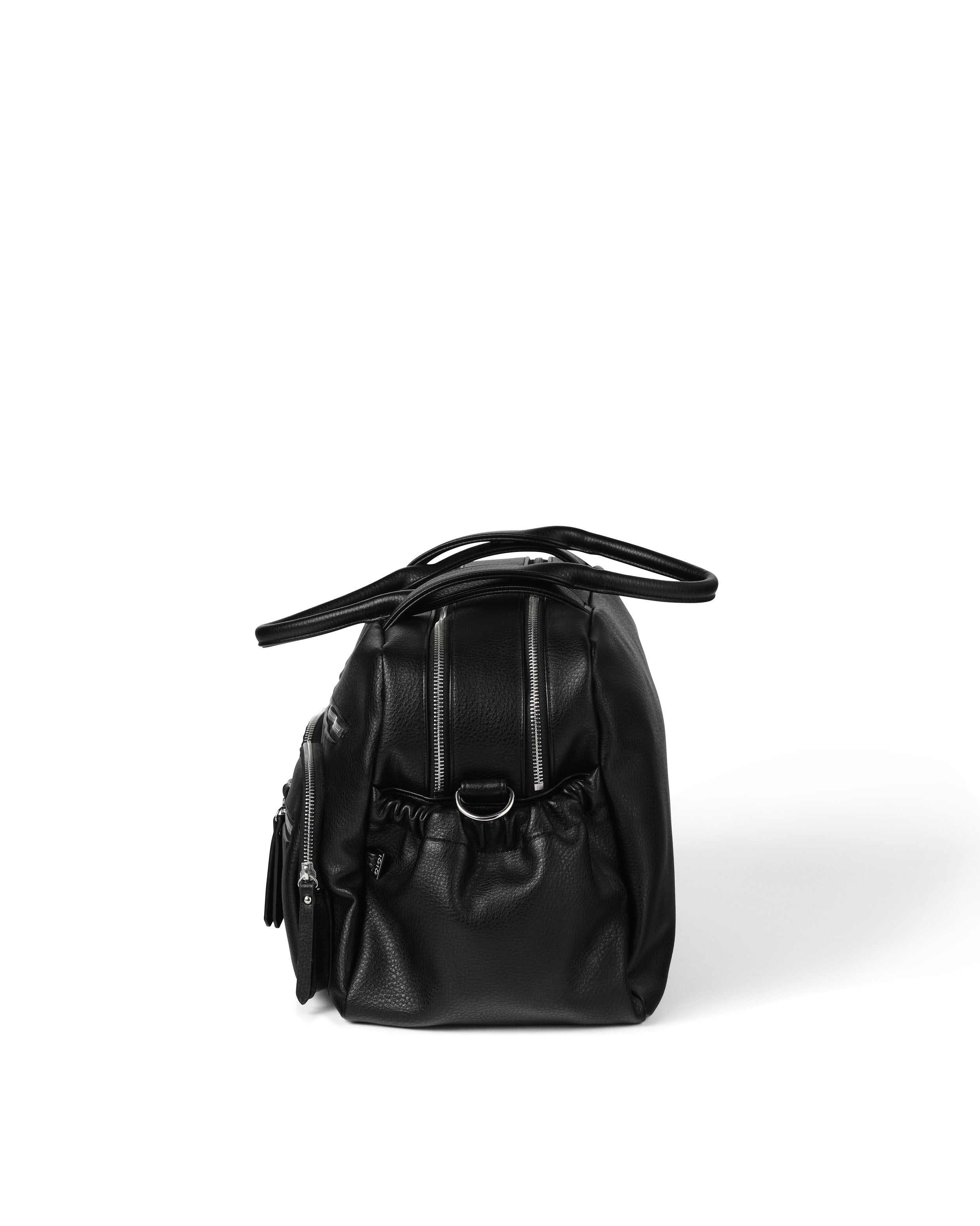 OiOi Black Vegan Dimple Leather Carry All Nappy Bag