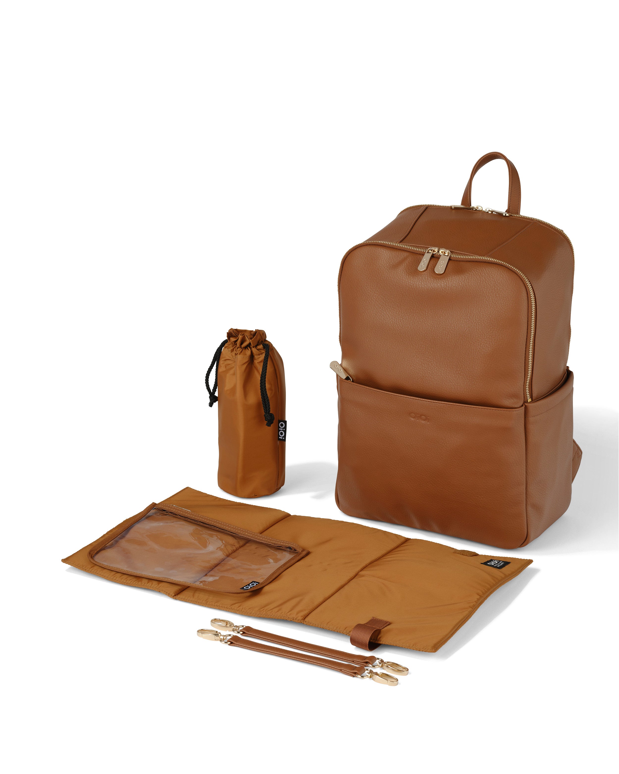 OiOi Multitasker Nappy Backpack Chestnut Faux Leather