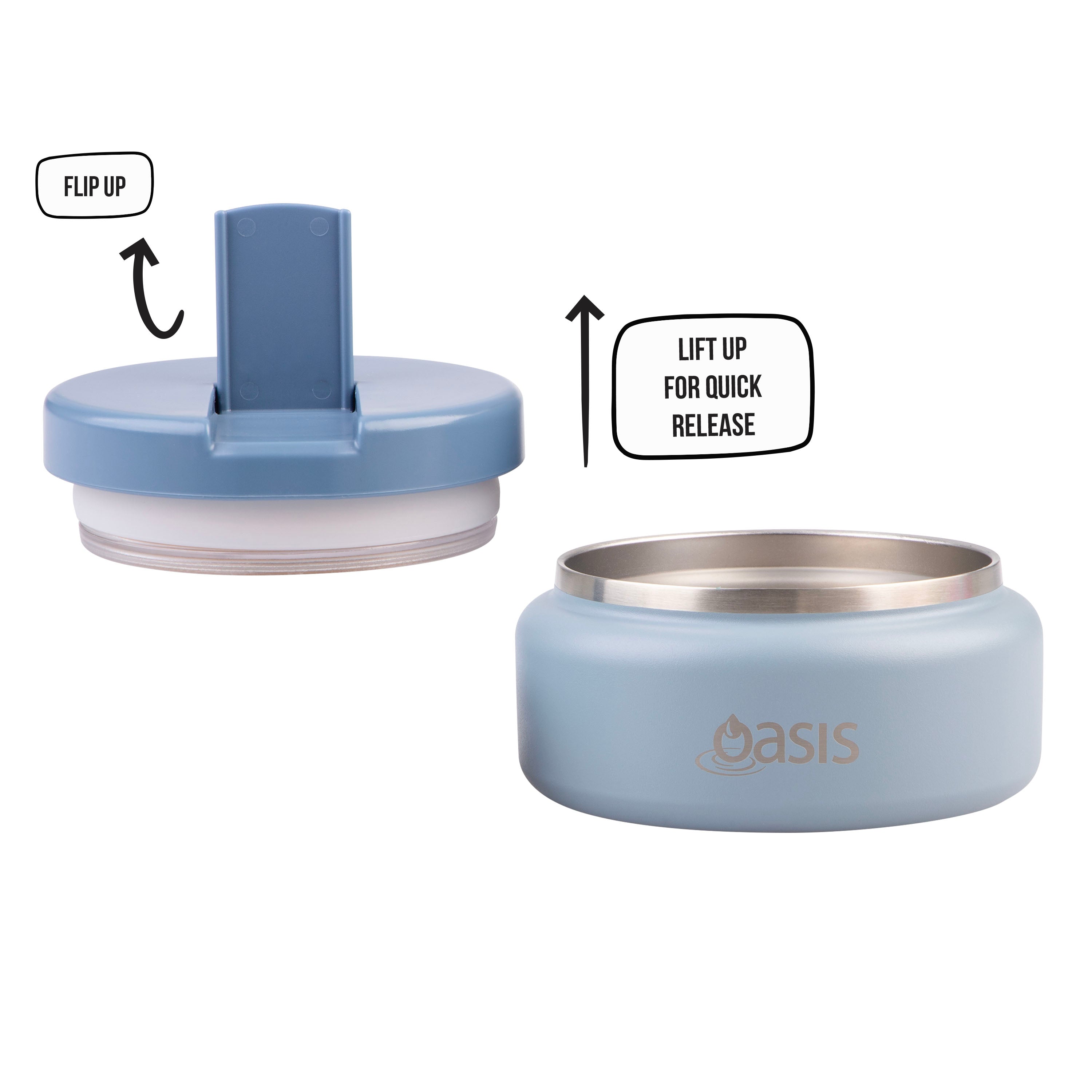 Oasis Stainless Steel Double Wall Insulated Food Flask with Quick Release Lid 230ml